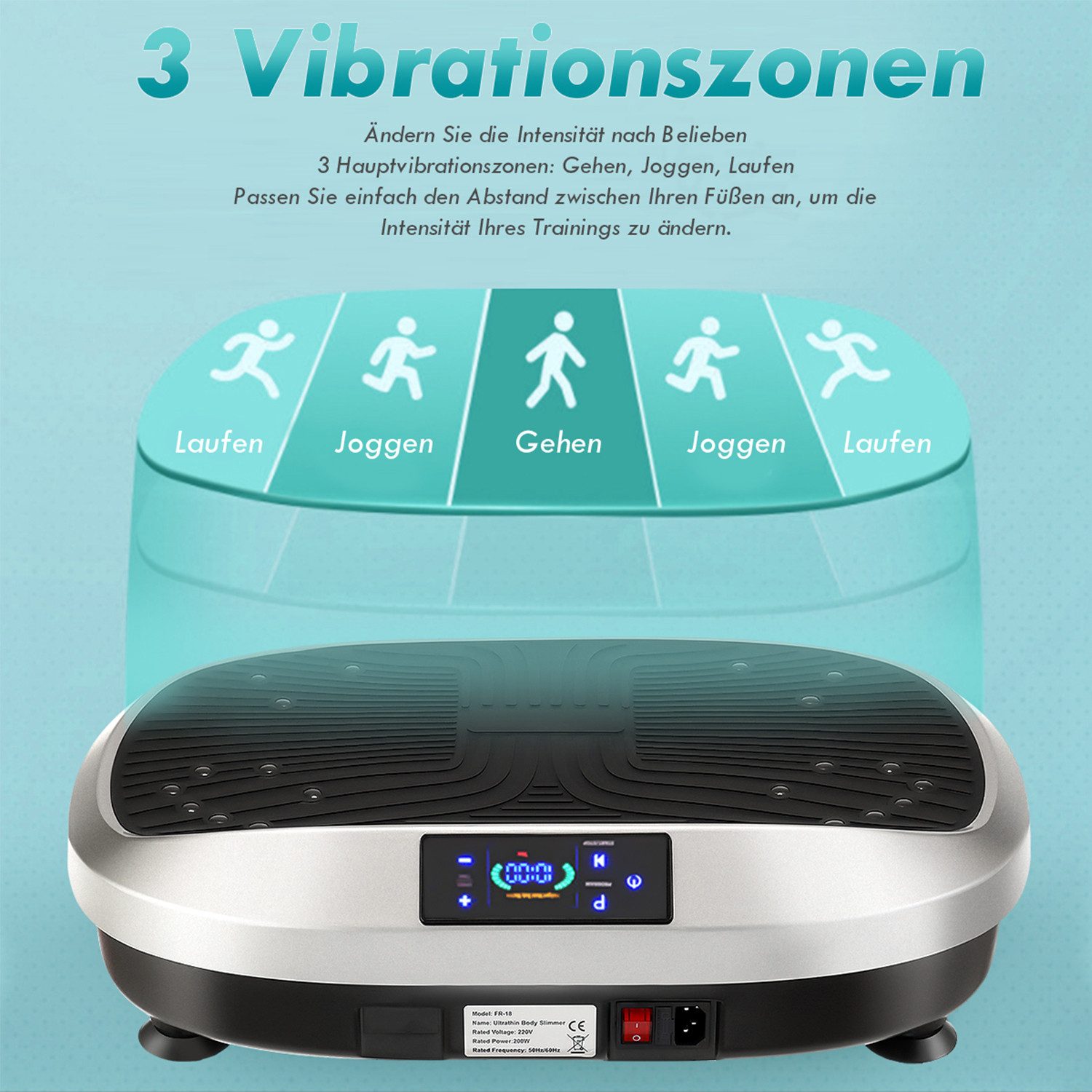 WILGOON Vibrationsplatte 3D Vibrationsplatte mit 120 Stufen,Spannseil & Fernbedienung, 200 W, 120 Intensitätsstufen, 6 Programme, Magnetfeldmassage,Ganzkörpertraining für Zuhause