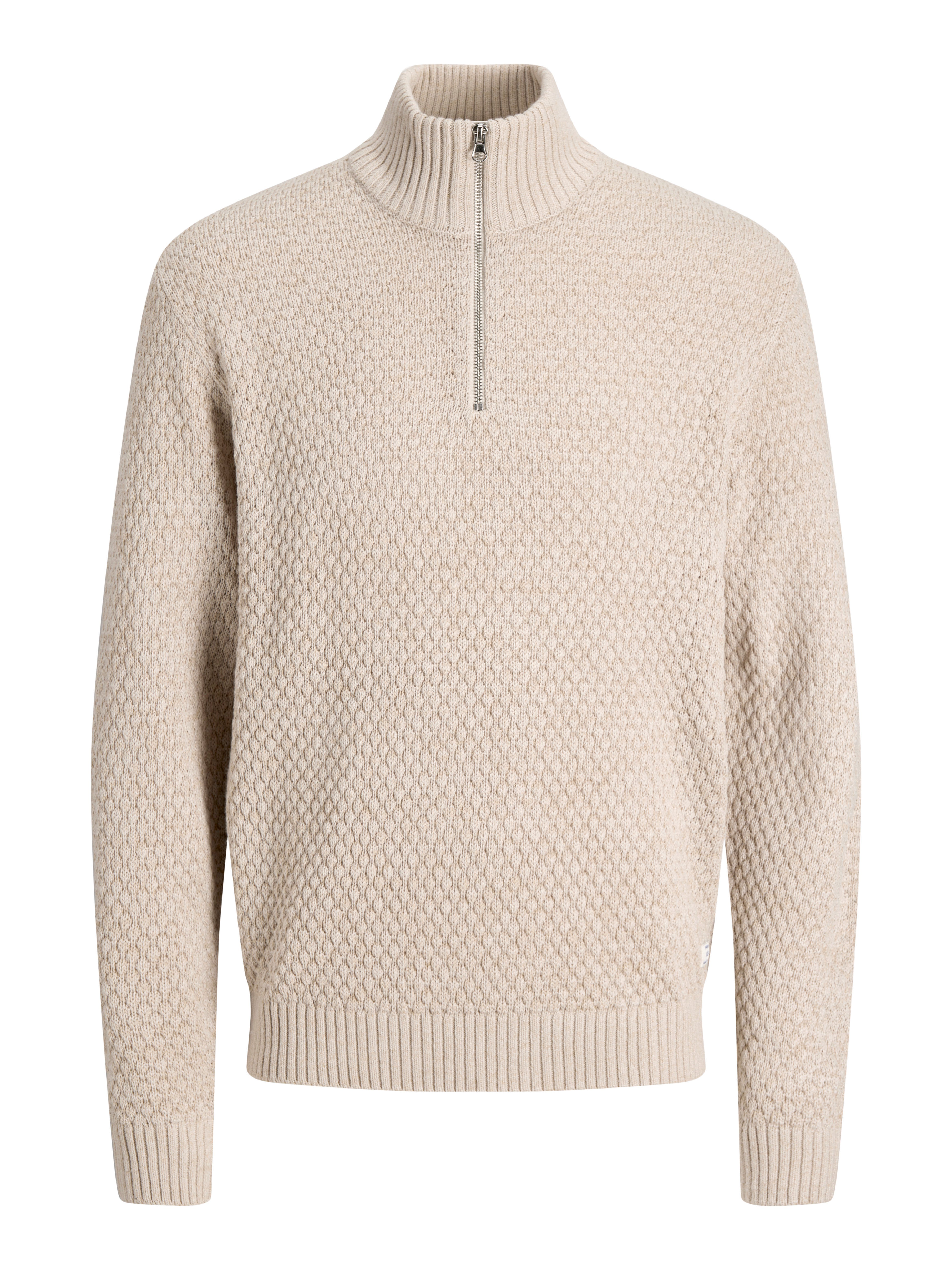 Jack & Jones Troyer JJBLAKE KNIT HALF ZIP Materialmix, locker geschnitten – Bild 3 von 5