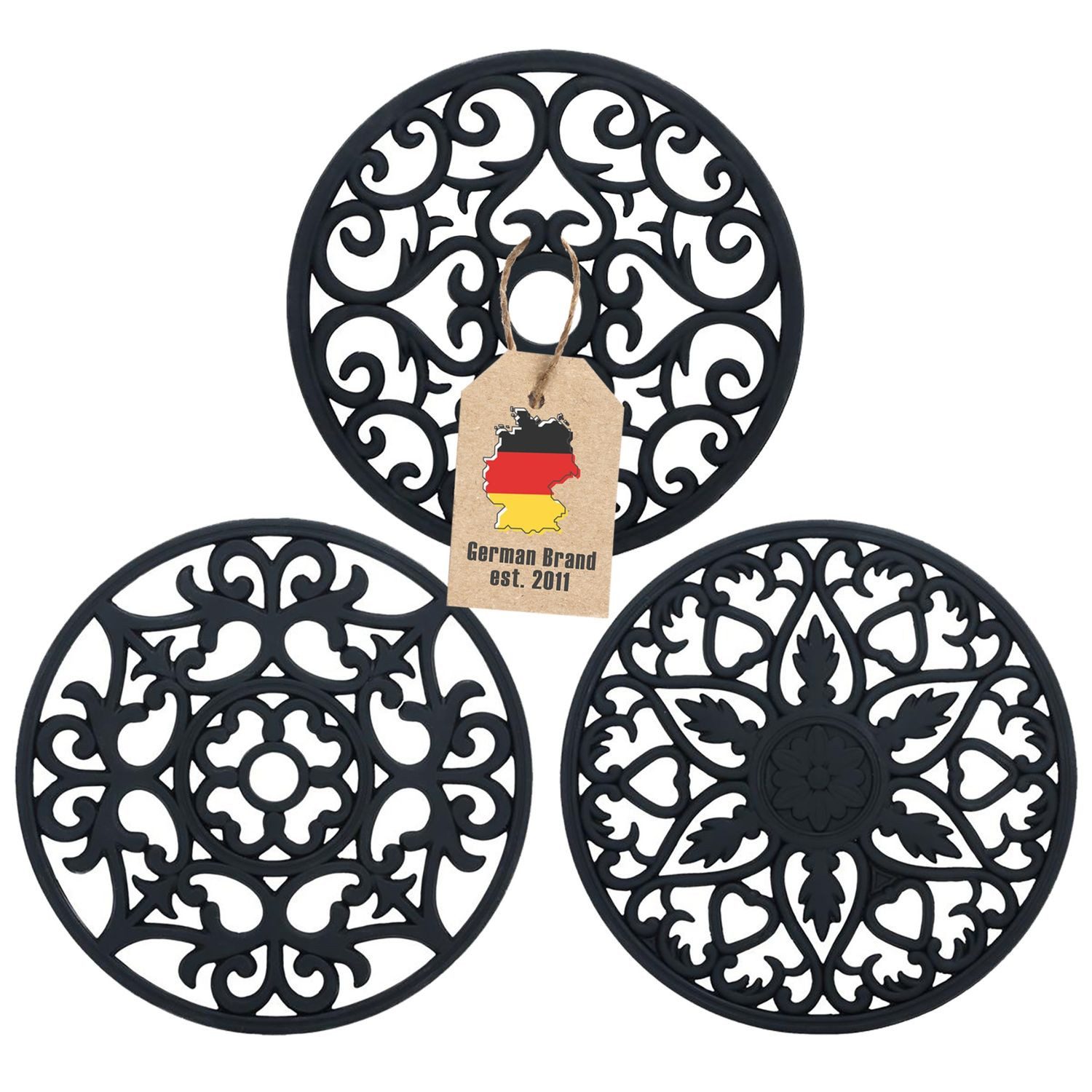 Intirilife Topfuntersetzer, 3-tlg., 3-teiliges Silikon Подставки Set Flexible Antihaft Topf Rutschfest