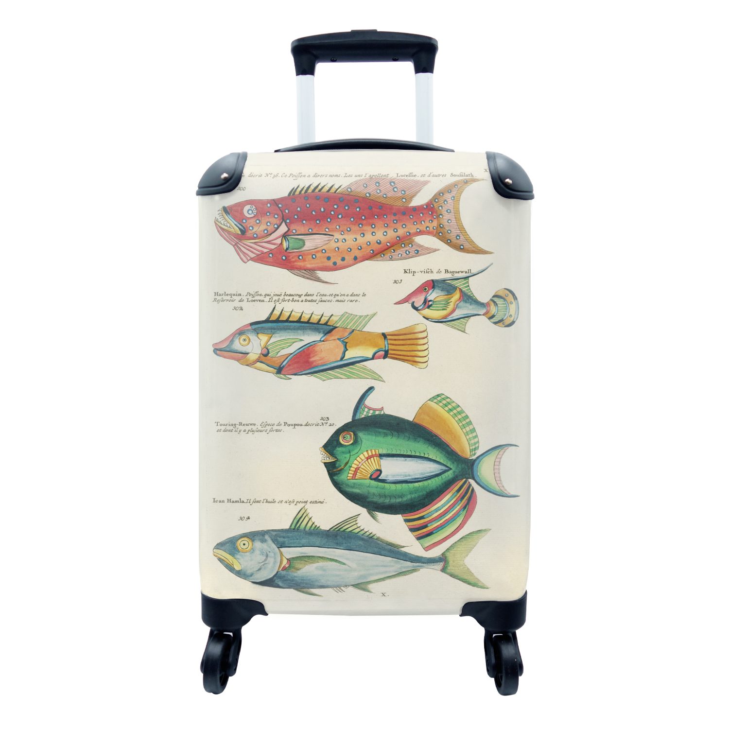 Handgepäckkoffer Fisch 4 - für MuchoWow Handgepäck rollen, - Trolley, Rollen, Reisekoffer mit Ferien, Meer, Jahrgang Reisetasche