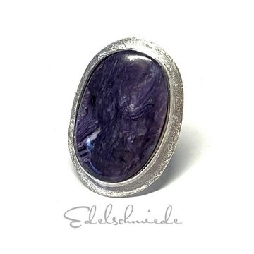 Edelschmiede925 Silberring Unikatschmuck - Ring 925/- Sterling Silber mit großem Chaorit Cabochon