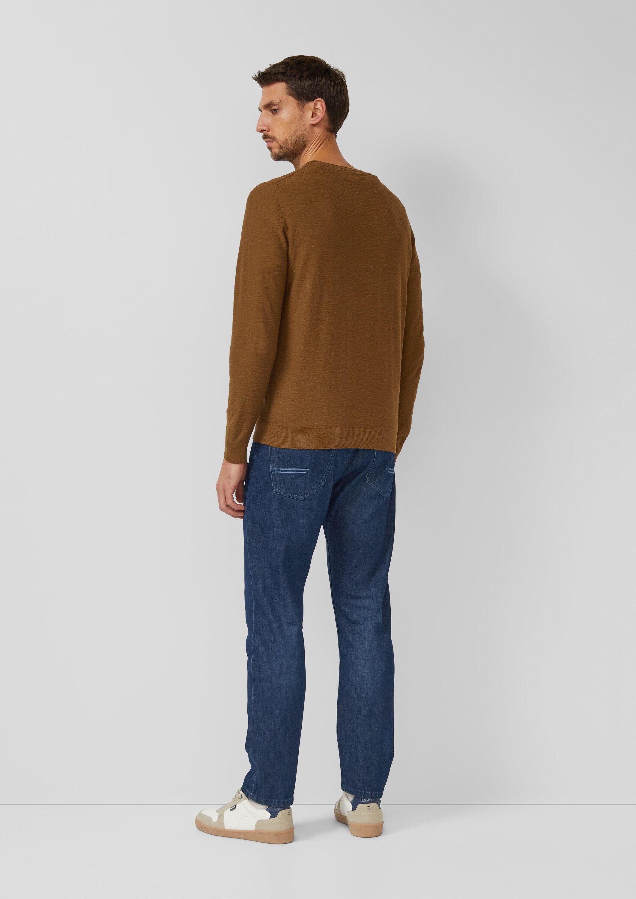 s.Oliver Longpullover Strickpullover Strickpullover mit Flammgarnstruktur und Rollkante