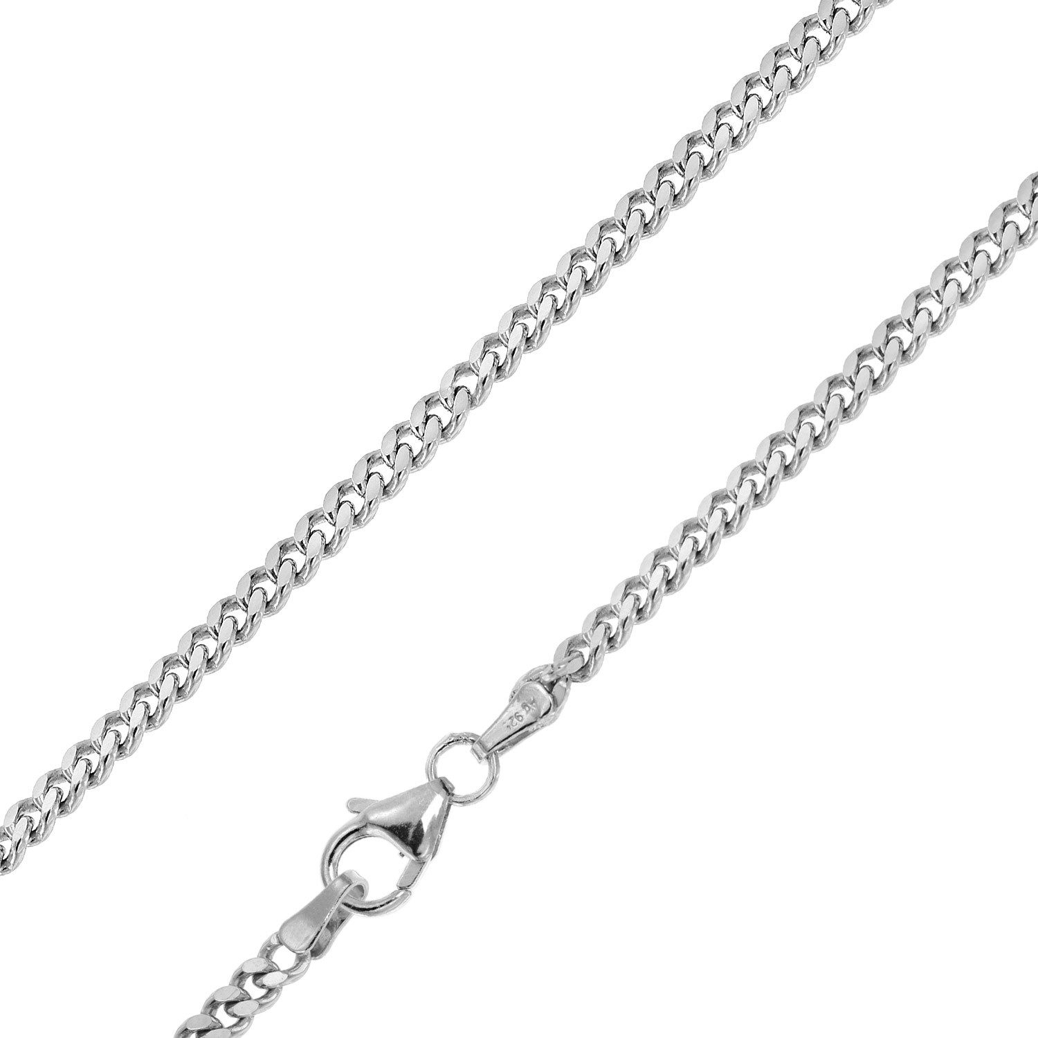 trendor Panzerkette Herren-925 Silber Rhodiniert Panzerkette 2,7 mm breit