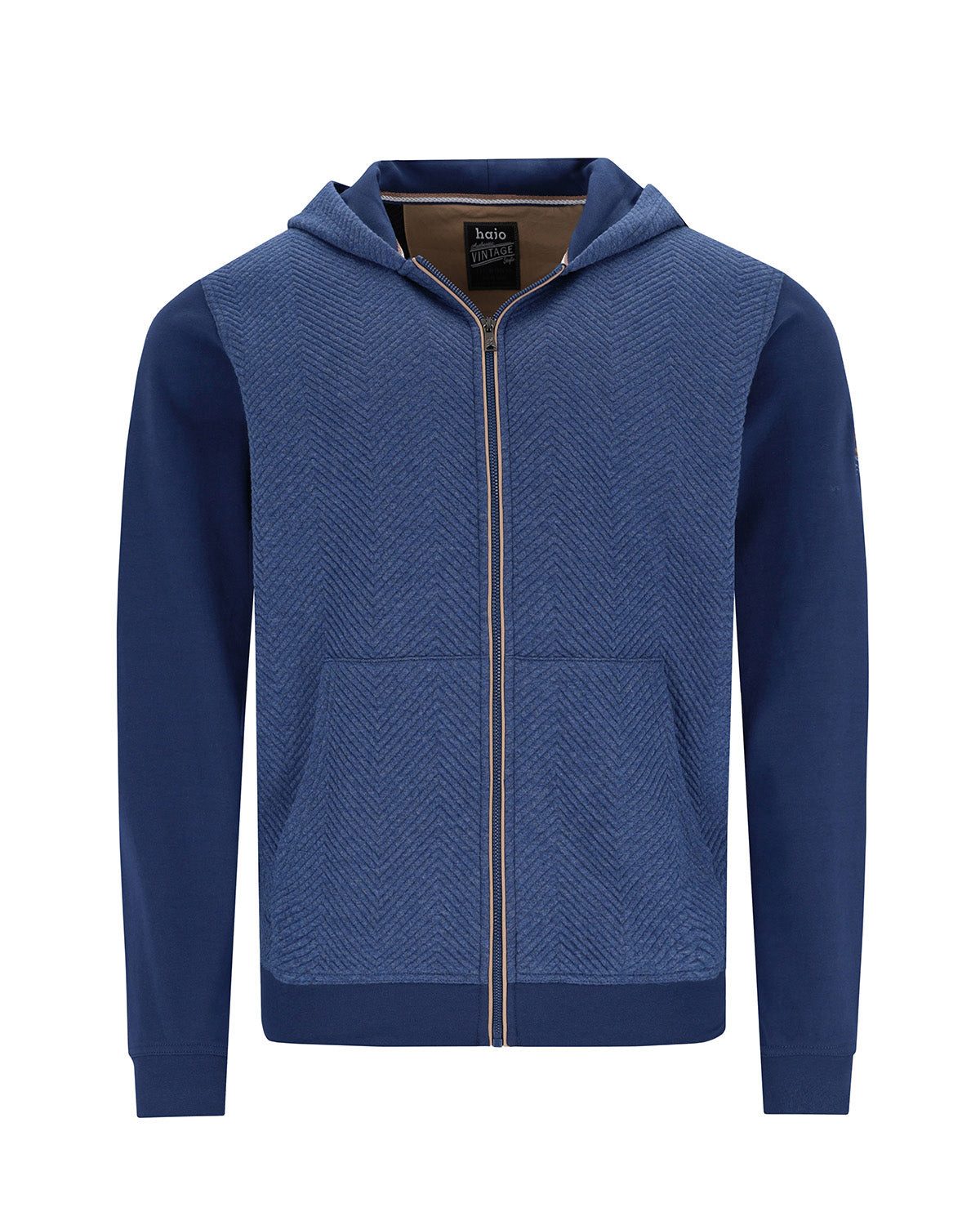 Hajo Sweatjacke Kapuzensweatjacke in Materialmix mit Kängurutaschen
