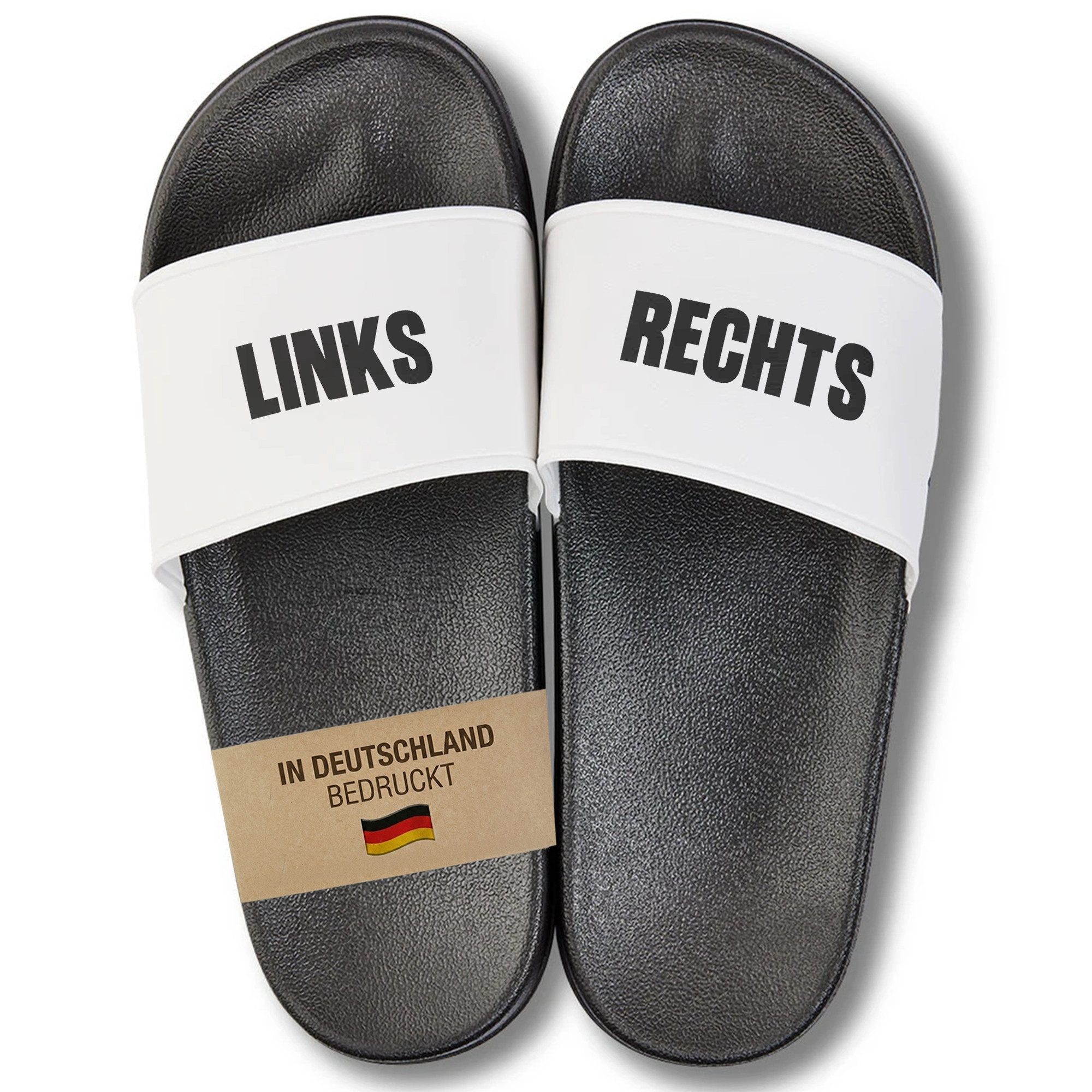 22Feels Geschenk Männer Herren Badelatschen Links Rechts Aufdruck Malle Party Badepantolette IN DEUTSCHLAND BEDRUCKT