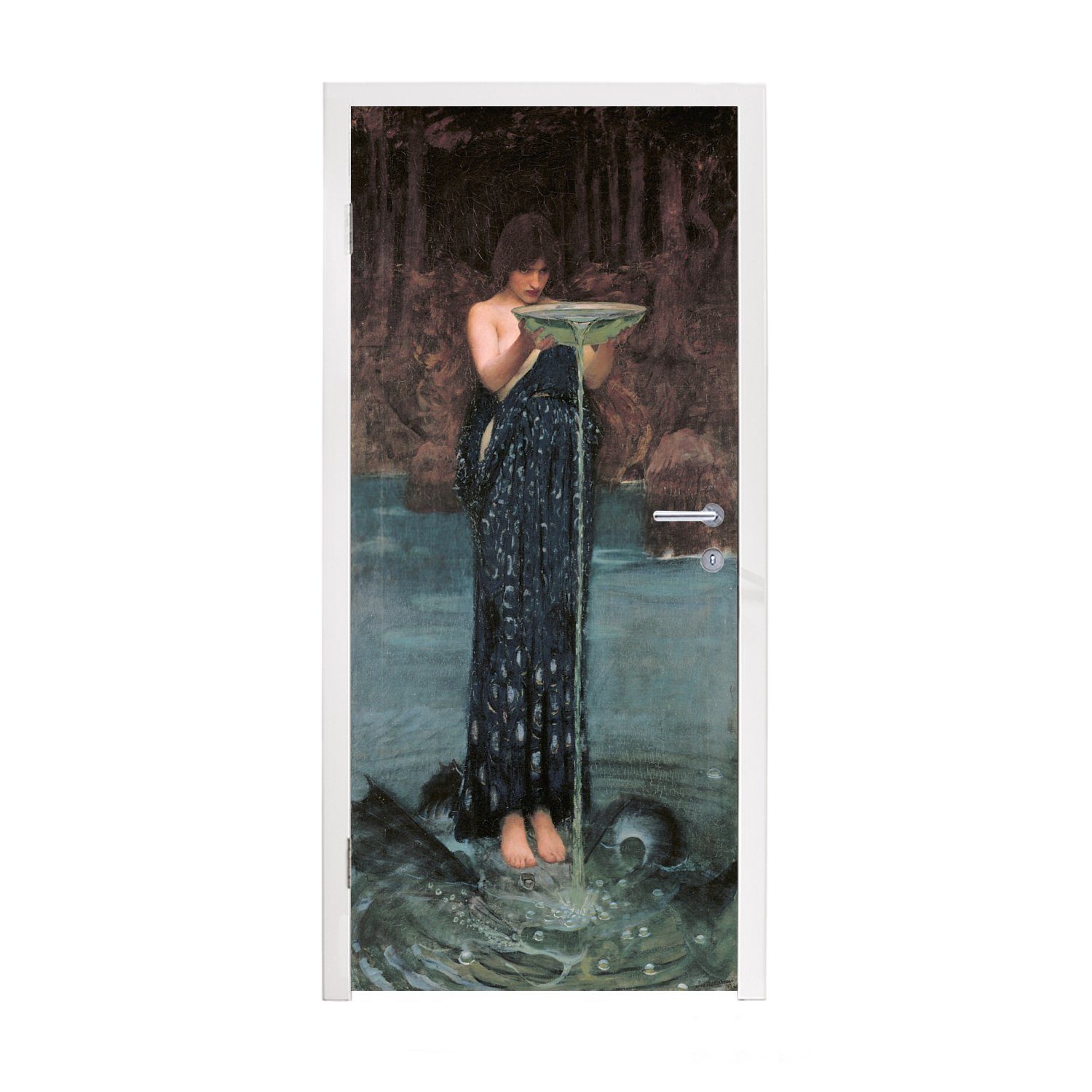 MuchoWow Türtapete Circe Invidiosa - Gemälde von John William Waterhouse, Matt, bedruckt, (1 St), Fototapete für Tür, Türaufkleber, 75x205 cm