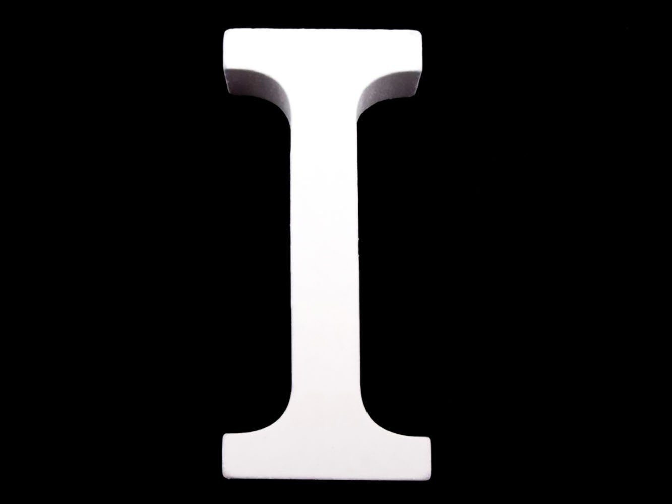 maDDma Deko-Buchstaben 3D Holzbuchstabe 8 cm, weiß, Einzelbuchstabe "I"