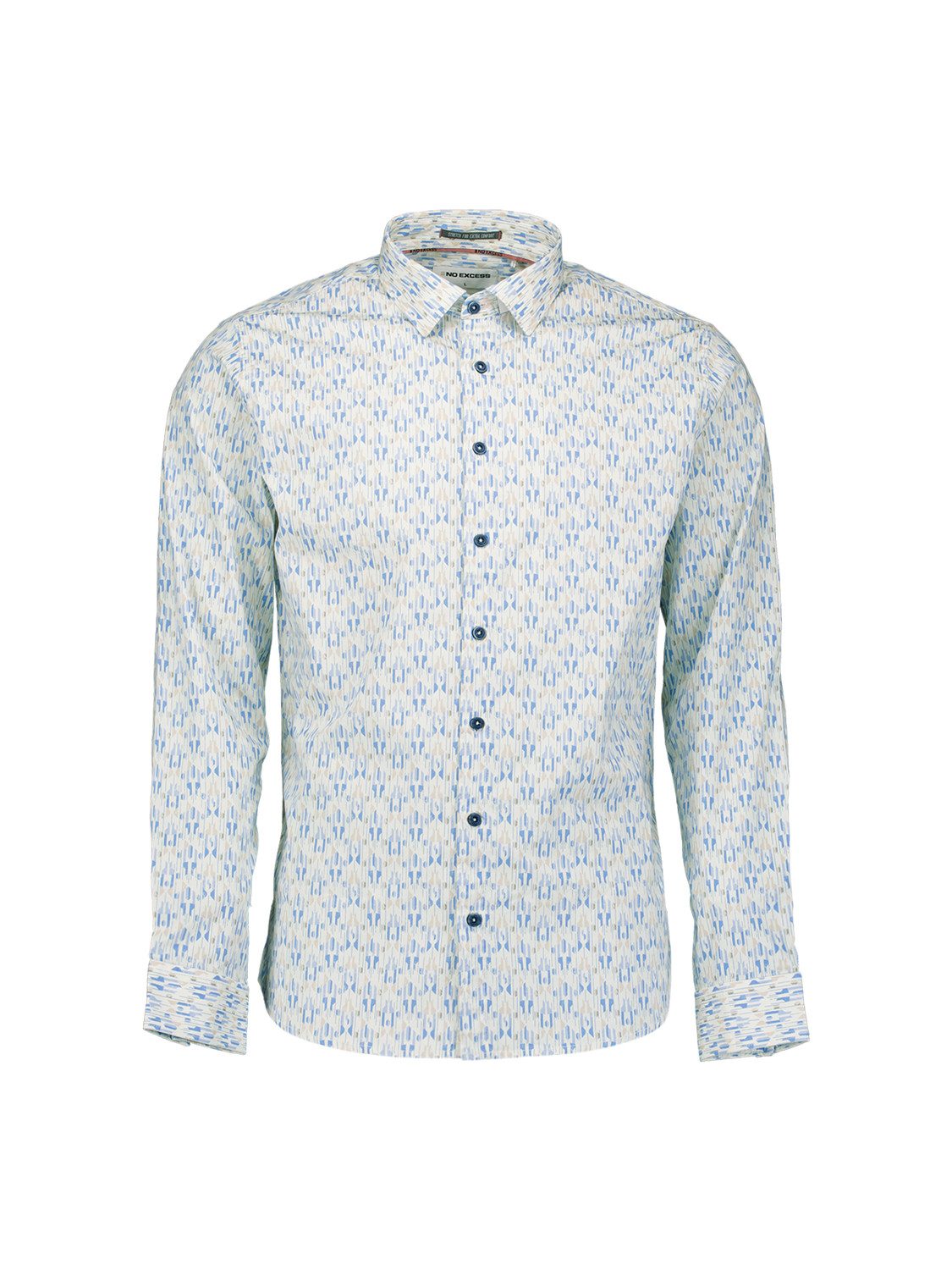 NO EXCESS Businesshemd Shirt Stretch Allover Printed, Blue