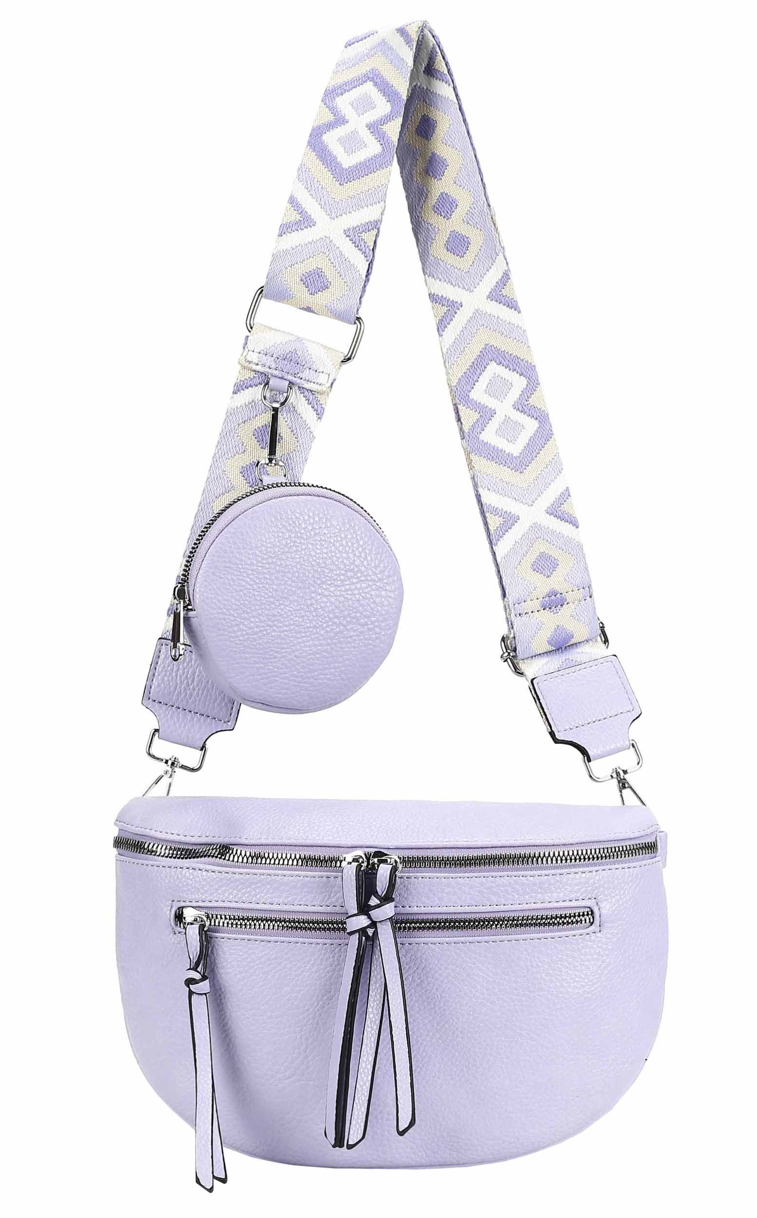 ITALYSHOP24 Schultertasche Damen Gürteltasche Umhängetasche CrossBody Schultertasche CrossOver, Brusttasche, Hüfttasche, Bodybag, Muster Taschengurt, leicht Gewicht