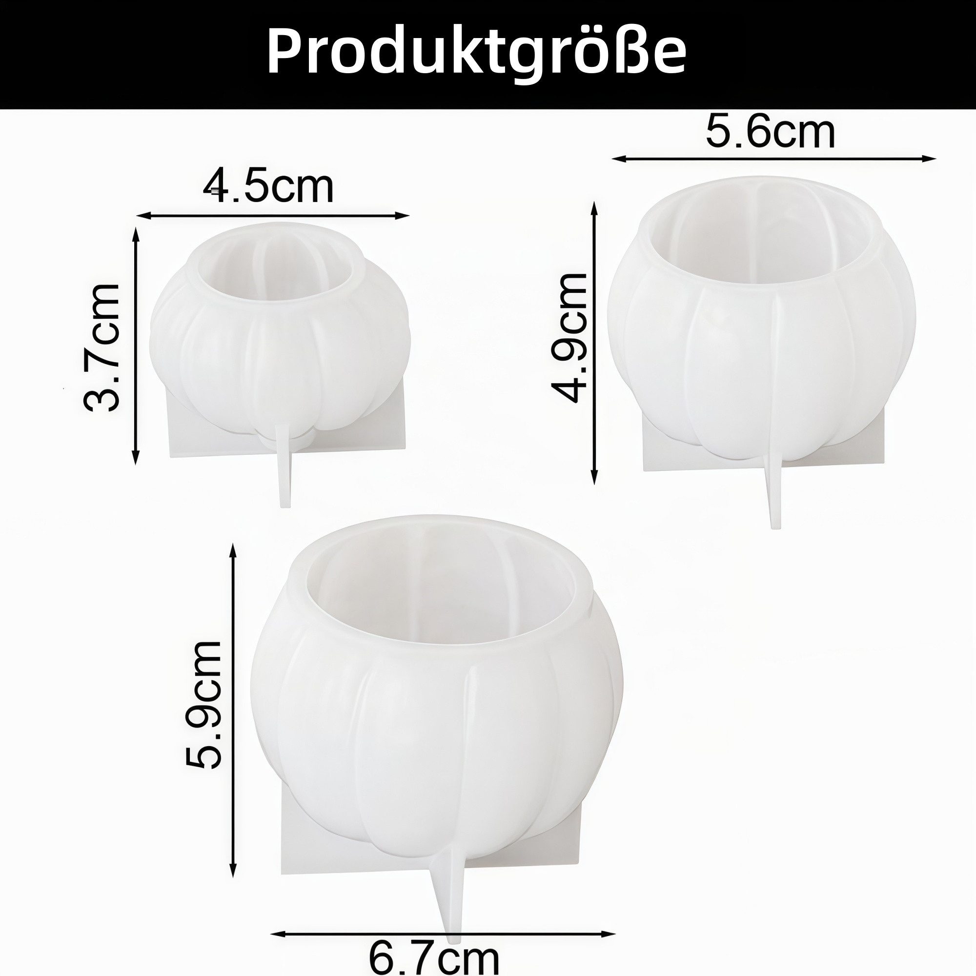 FOUORTUNATE-BEE Silikonform 3er Set Kürbis-Silikonformen für Kerzen & Halloween-DIY, (3-tlg), Kürbisformen für Duftkerzen, Seife & kreative Bastelprojekte – Bild 2 von 5