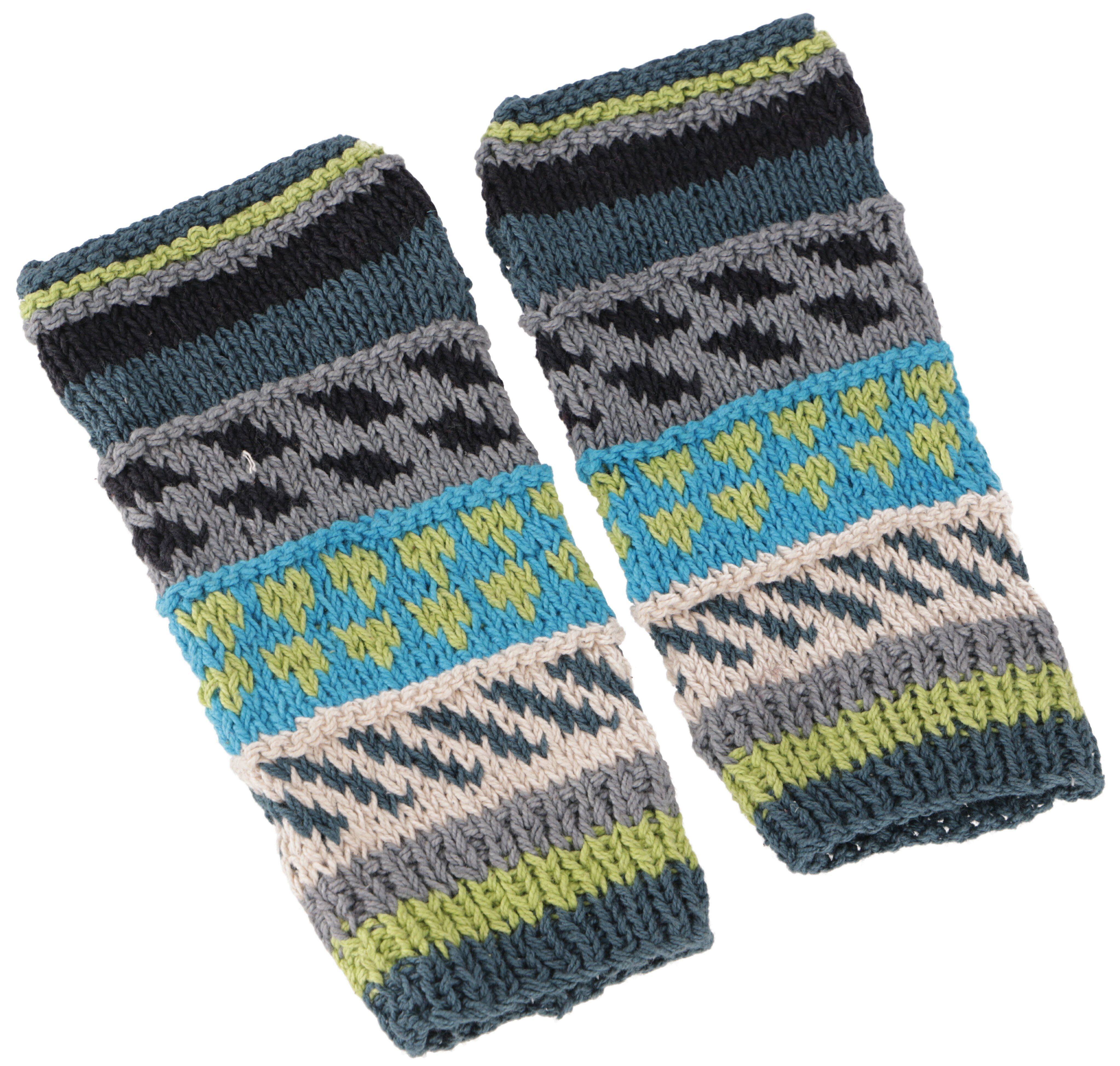 Strickhandschuhe Gestrickte bunte Handstulpen aus Baumwolle,..