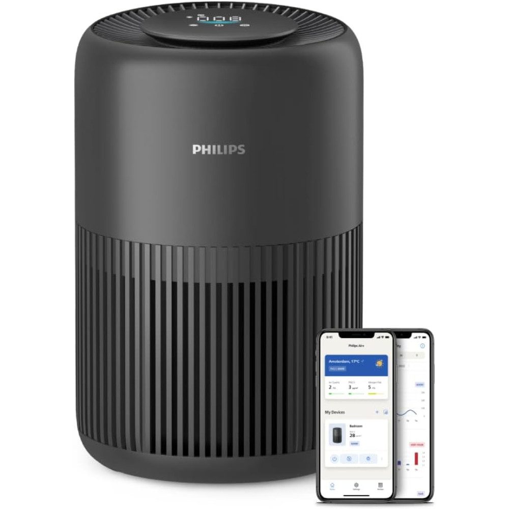 Philips Luftreiniger HEPA NanoProtect + Aktivkohlefilter, CADR 250m³/h Allergiker, leise, für 65 m² Räume, intelligent und energieeffizient