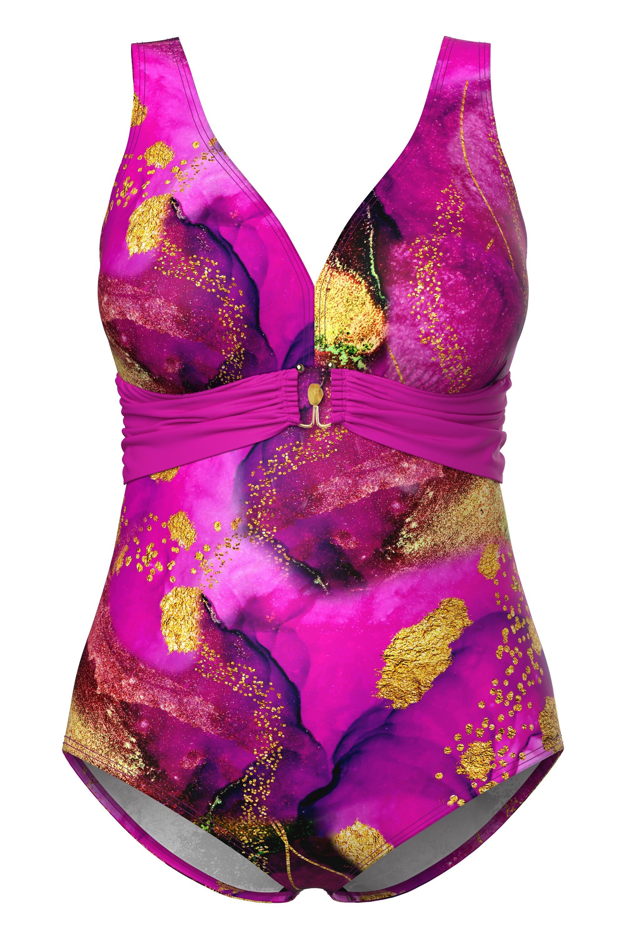 Ulla Popken Badeanzug Badeanzug Zierband Schnalle Softcups günstig online kaufen