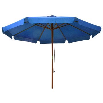 vidaXL Balkonsichtschutz Sonnenschirm mit Holzmast 330 cm Azurblau