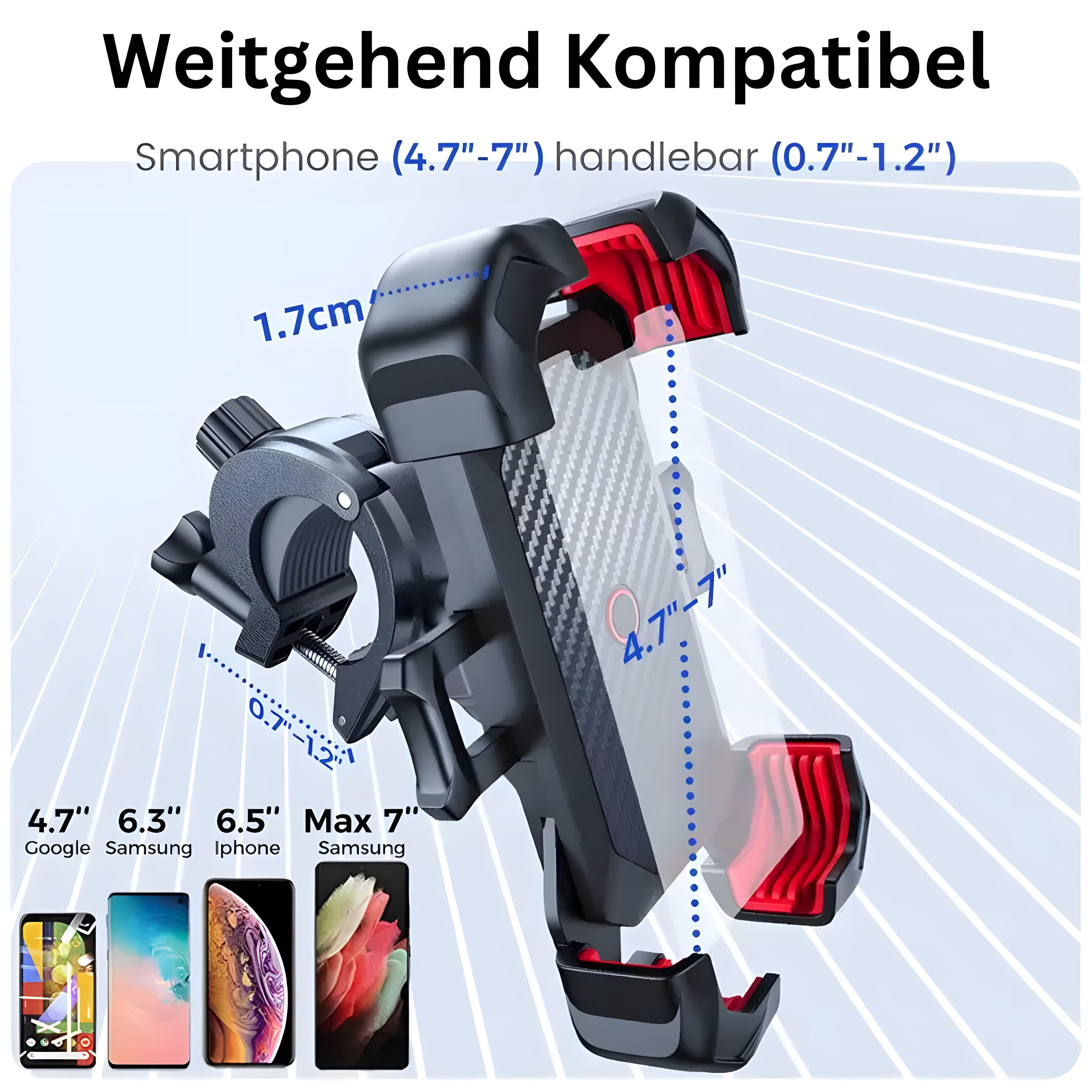 JOYROOM Handy-Halterung Fahrrad Handyhalterung Smartphone Halterung Handyhalter Motorrad, (bis 7,00 Zoll, Handyhalterung, Montage ohne Werkzeug, Lademöglichkeit während der Fahrt)