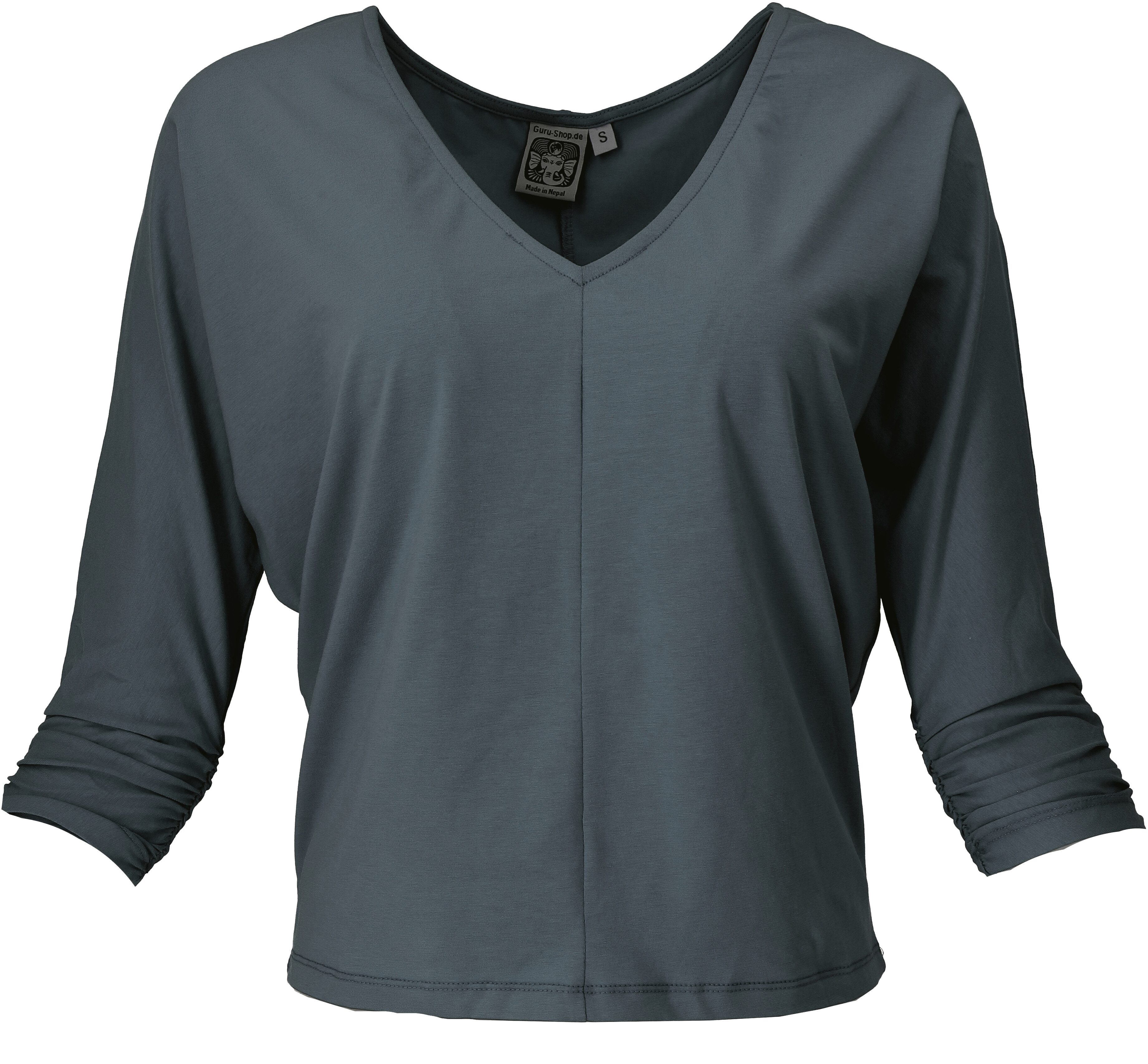 Guru-Shop Longsleeve Einfarbiges Basic Fledermaus Shirt,.. günstig online kaufen