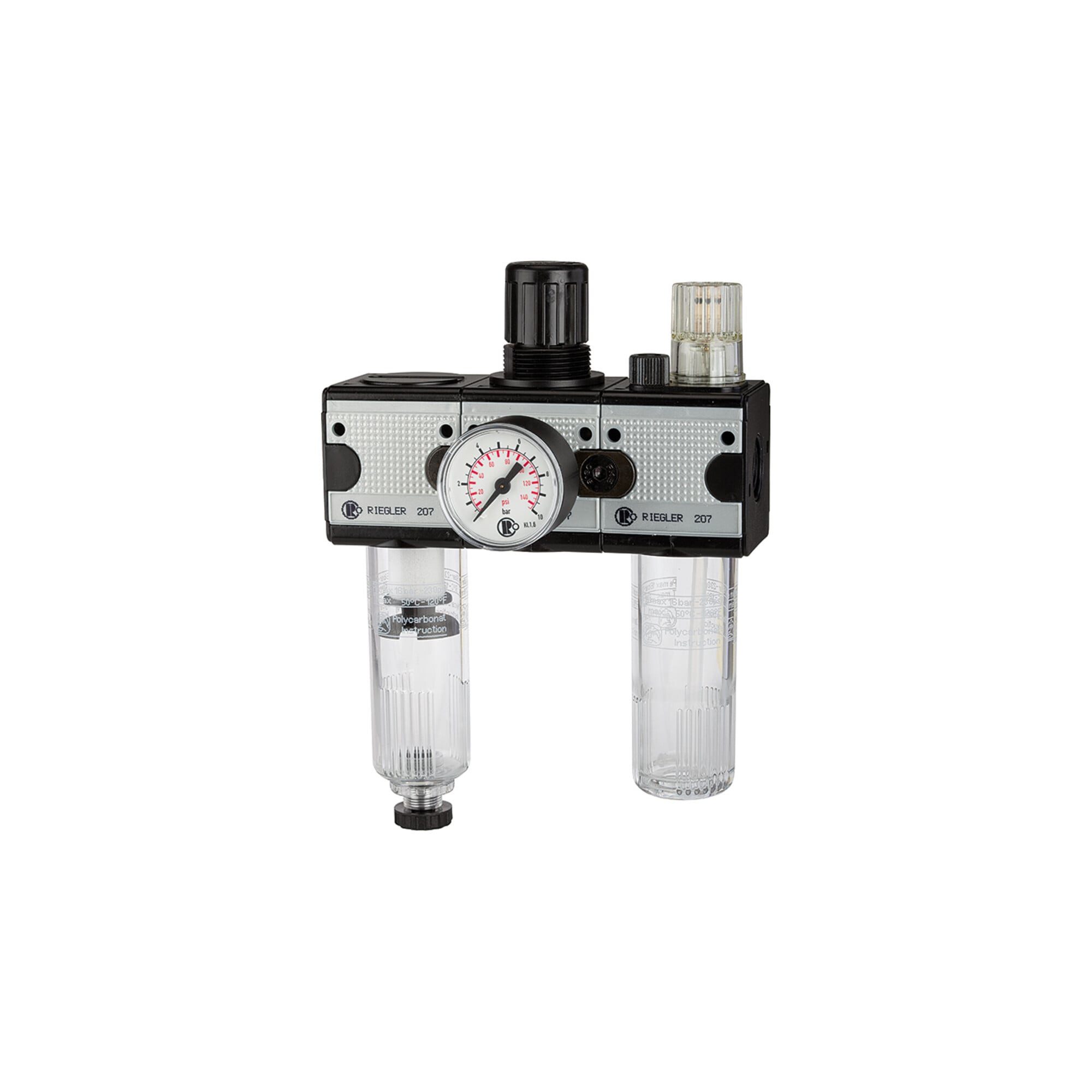 RIEGLER Druckminderer Riegler Wartungseinheit 3-tlg. »multifix«, mit PC-Behälter, BG 1, G 3