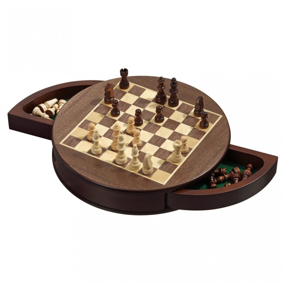Philos Spiel, Schachspiel - Schachkassette - Rund - magnetisch - Breite ca. 31 cm