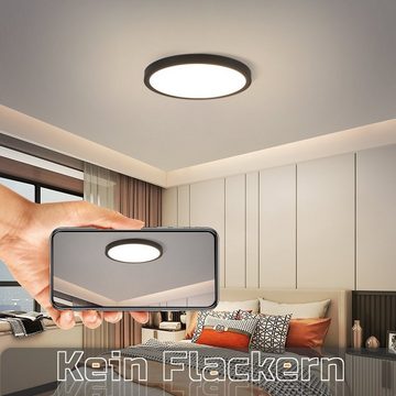 ZMH LED Deckenleuchte IP44 Küchenlampe Rund Ø22cm - Flach Badezimmer Flur, LED fest integriert, Klatweiß, Badezimmerlampe Flach 15W Schlafzimmerlampe