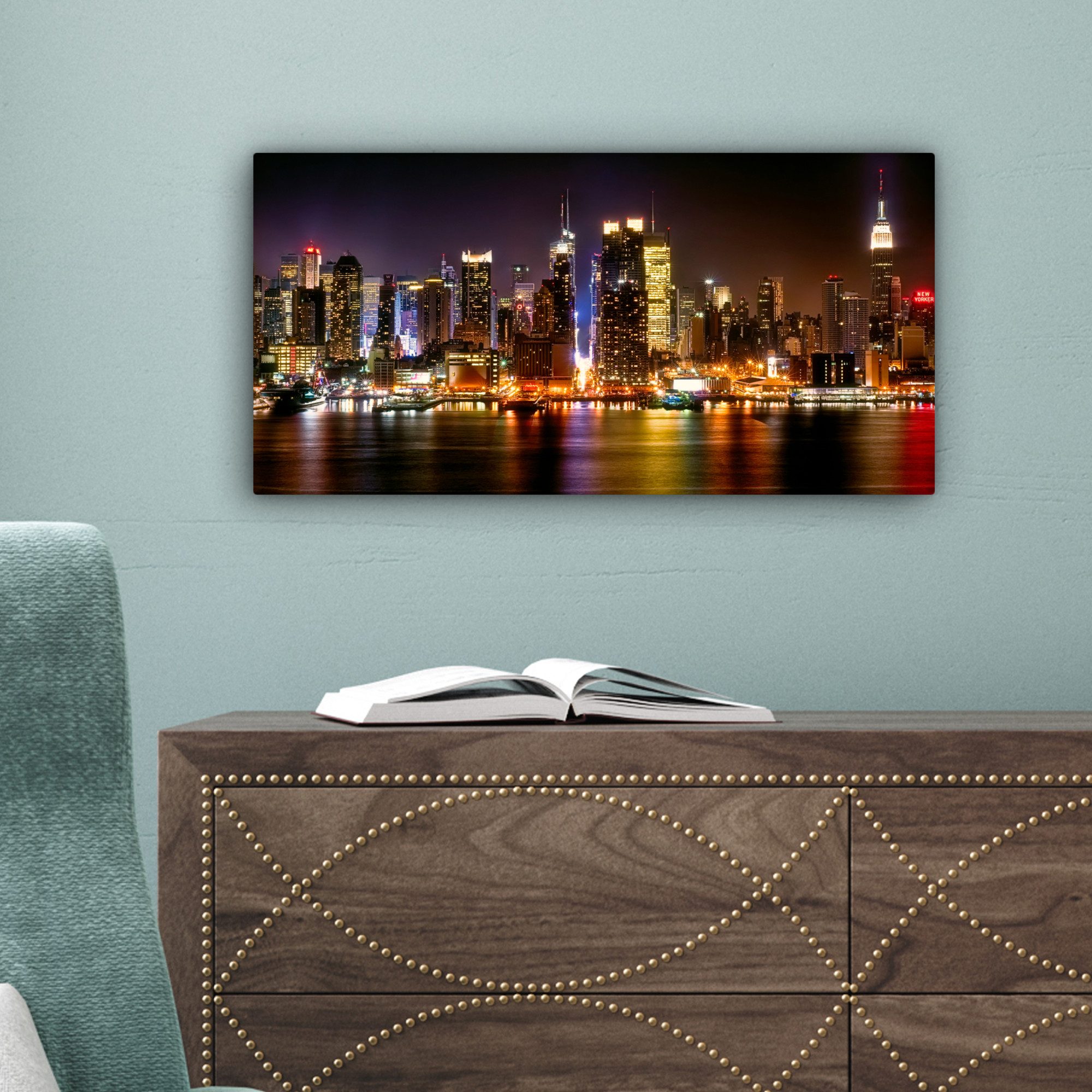 OneMillionCanvasses® Leinwandbild Panorama New York - Manhattan - Skyline, Fotodruck (1 St), Wandbild, Deko Schlafzimmer Wohnzimmer Flur 40x20 cm – Bild 3 von 5
