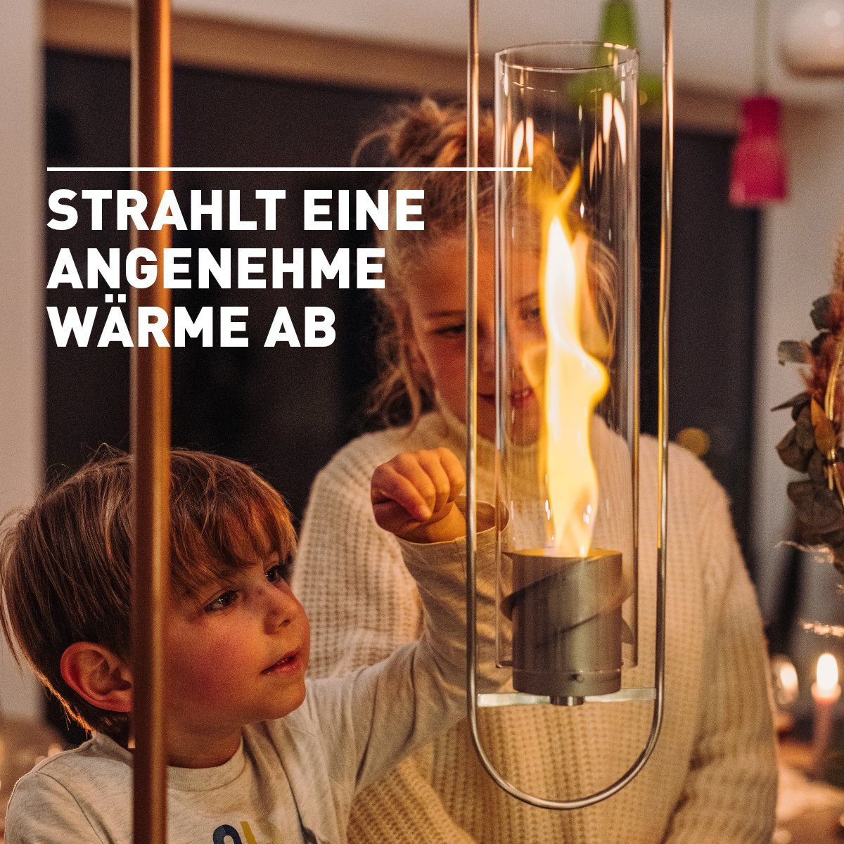 höfats Echtfeuer-Dekokamin SPIN 900, SPIN 1200 Hängefeuer (Schwebendes Feuer für Indoor und Outdoor, Windlicht, Bioethanolkamin, Bioethanolfeuer aus Edelstahl)