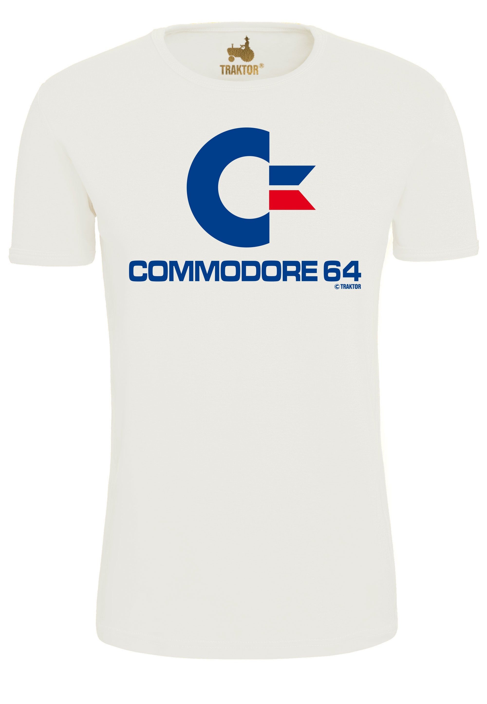 mit T-Shirt Print LOGOSHIRT Commodore altweiß Gaming