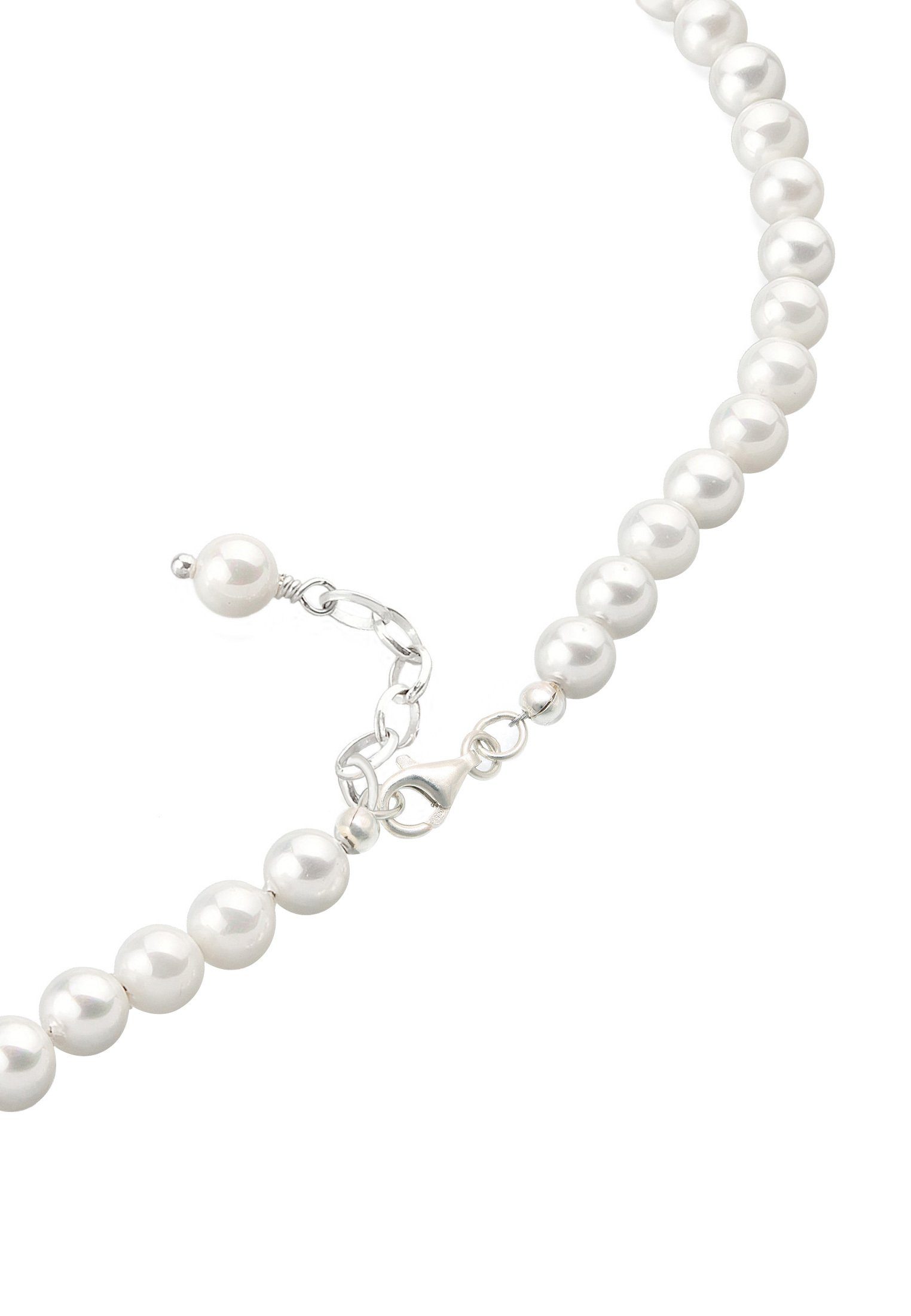 Elli Perlenkette Muschelkernperlen Rund Klassisch 925 Silber