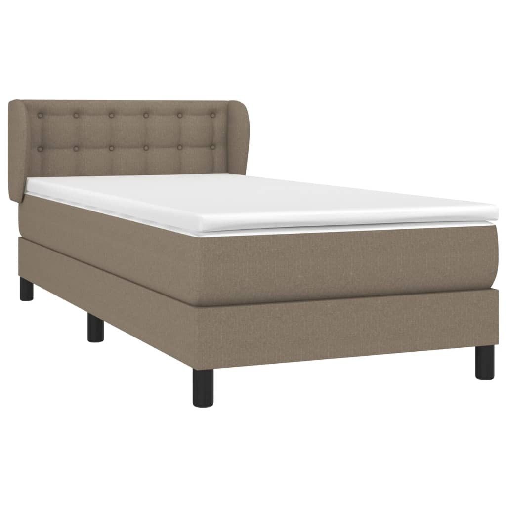 vidaXL Boxspringbett, Boxbett mit Matratze Taupe 90x200 cm Stoff