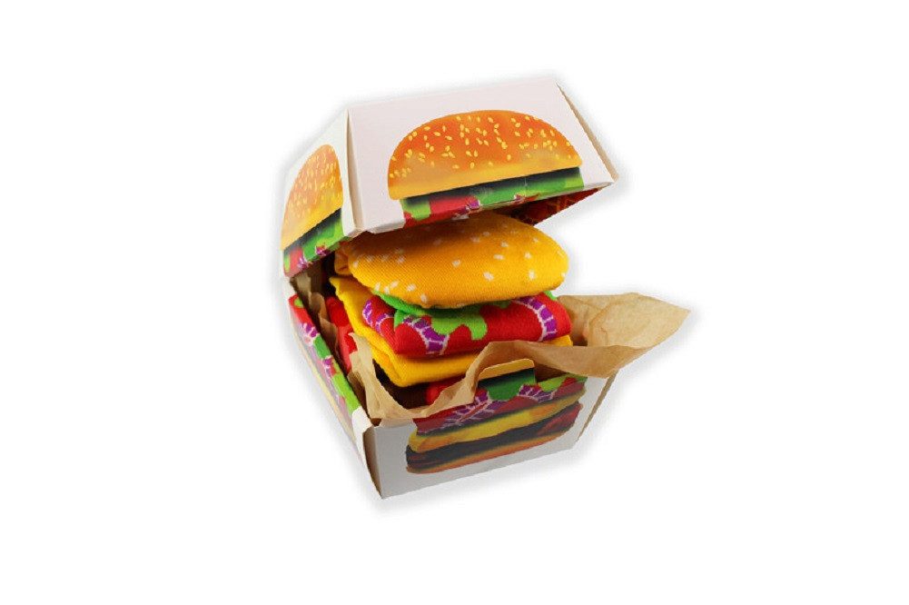Winkee Freizeitsocken Burger Socks 2-Set Hamburger Socken (Box, 2-Paar, Grö günstig online kaufen