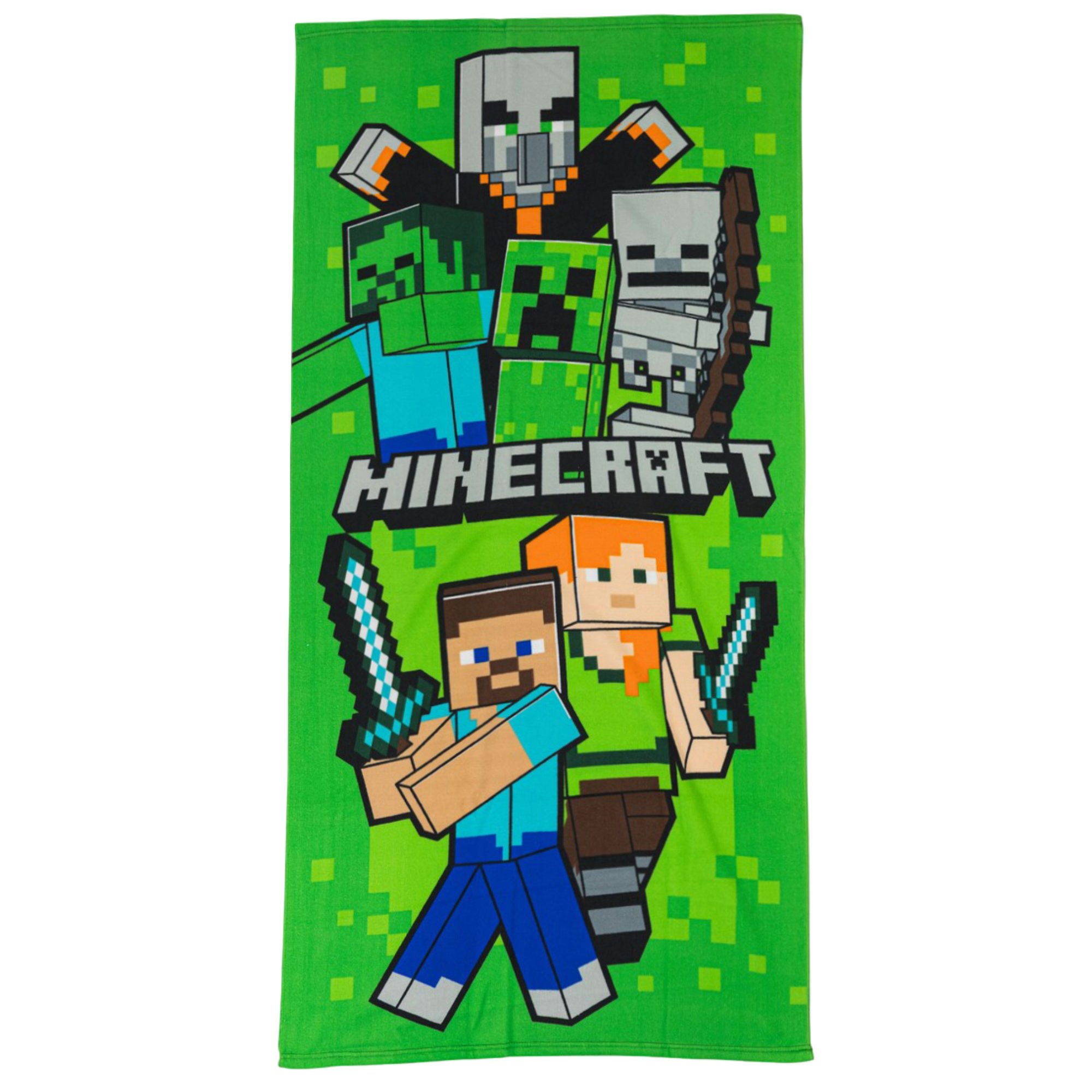 Minecraft Strandtuch MInecraft Gamer Steve Alex Creeper Mikrofaser Badetuch Strandtuch, 70x140 cm