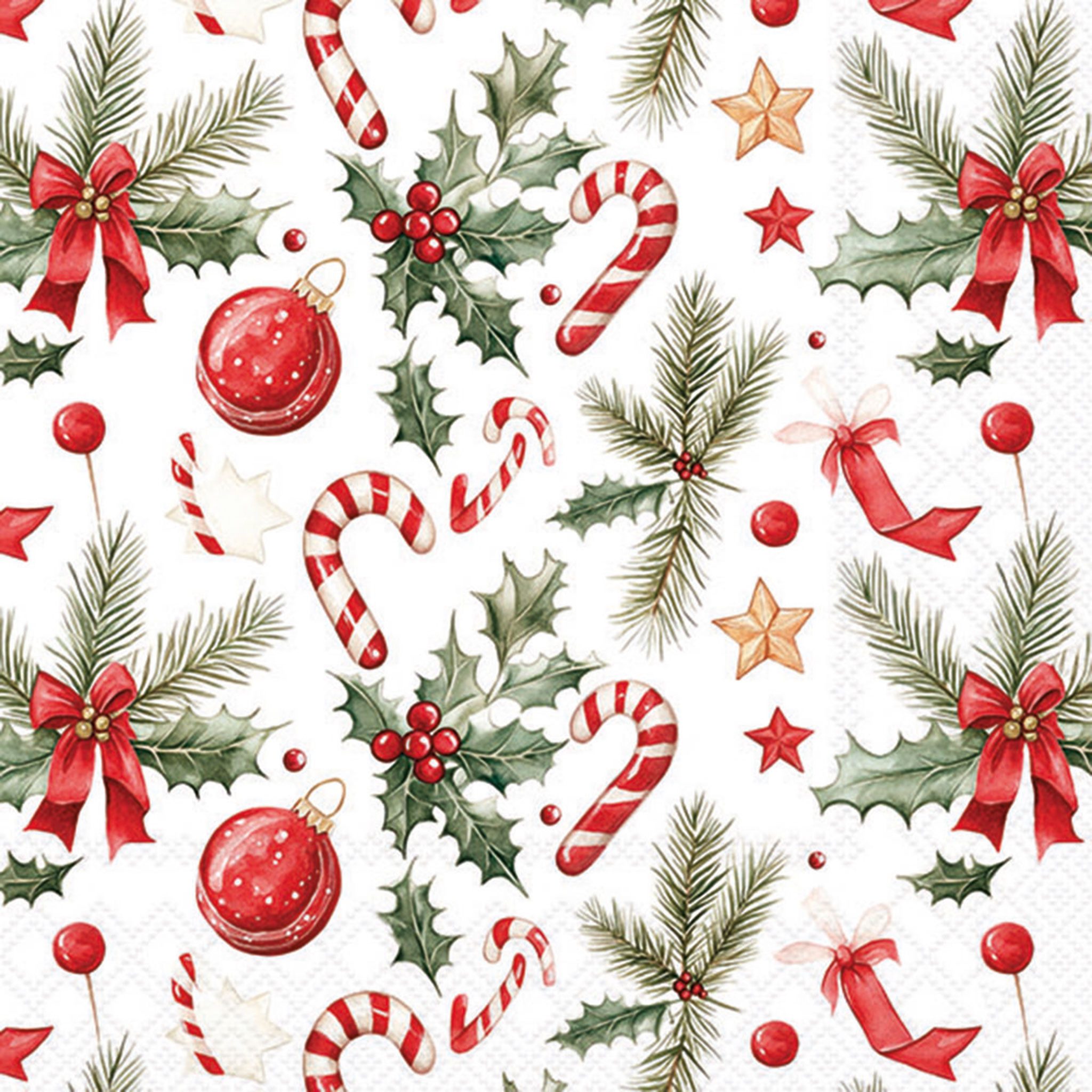 Ambiente Luxury Paper Products Papierserviette, Servietten Papier 33x33cm 3-lagig mit Zuckerstangen Motiv 20 Stk.