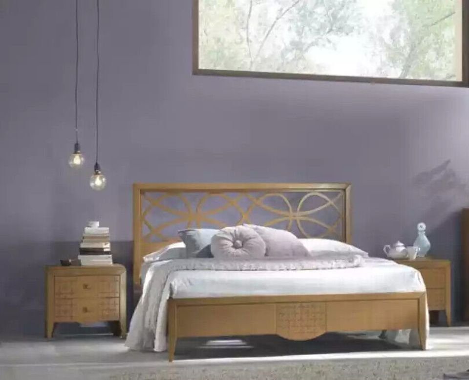 Italy JVmoebel + Design Made Schlafzimmer-Set Nachttische Bett Nur 2x Kleiderschrank in + Nachttische Kommode), + Sets (5-St., Möbel, Klassischer 2x Schlafzimmer Bett