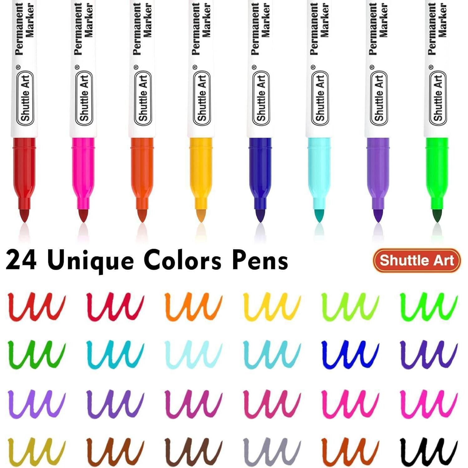 LuxusKollektion Permanentmarker Permanent Marker Set fein, 24 Stifte wasserfest, bunte Spitze, für