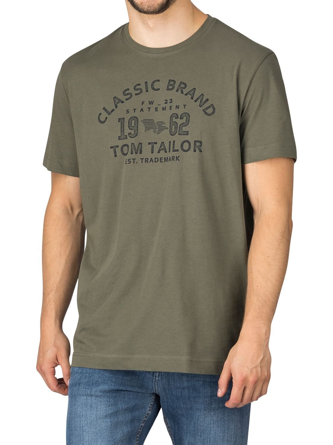 TOM TAILOR T-Shirt Herren Printshirt Regular Fit (Vorteilspack, 4-tlg) Kurzarm Tee Shirt mit Rundhalsausschnitt aus 100% Baumwolle