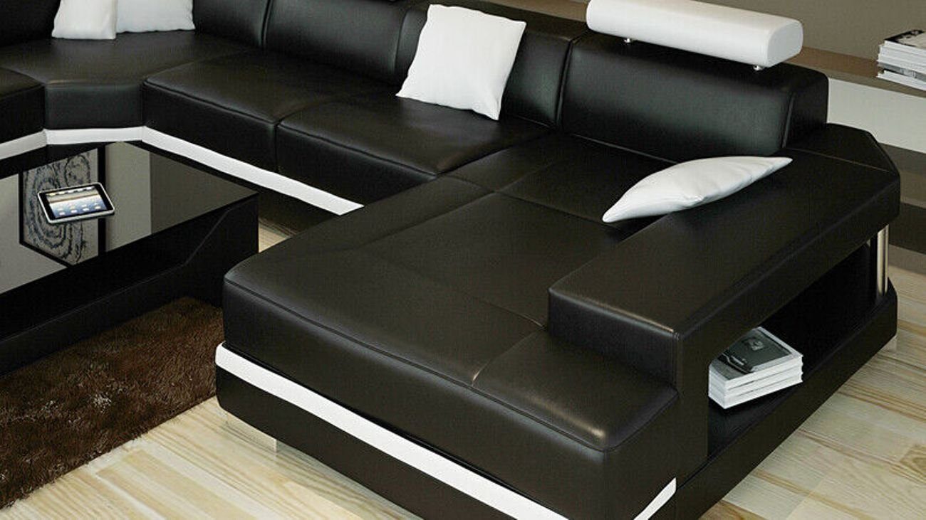 JVmoebel Ecksofa Ledersofa Sofa Ecksofa Couch Design Garnitur Wohnlandschaft Modern