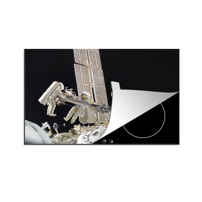 MuchoWow Herdblende-/Abdeckplatte Astronauten - Satellit - Schwarz Vinyl (1 tlg) induktionskochfeld Schutz für die küche Ceranfeldabdeckung