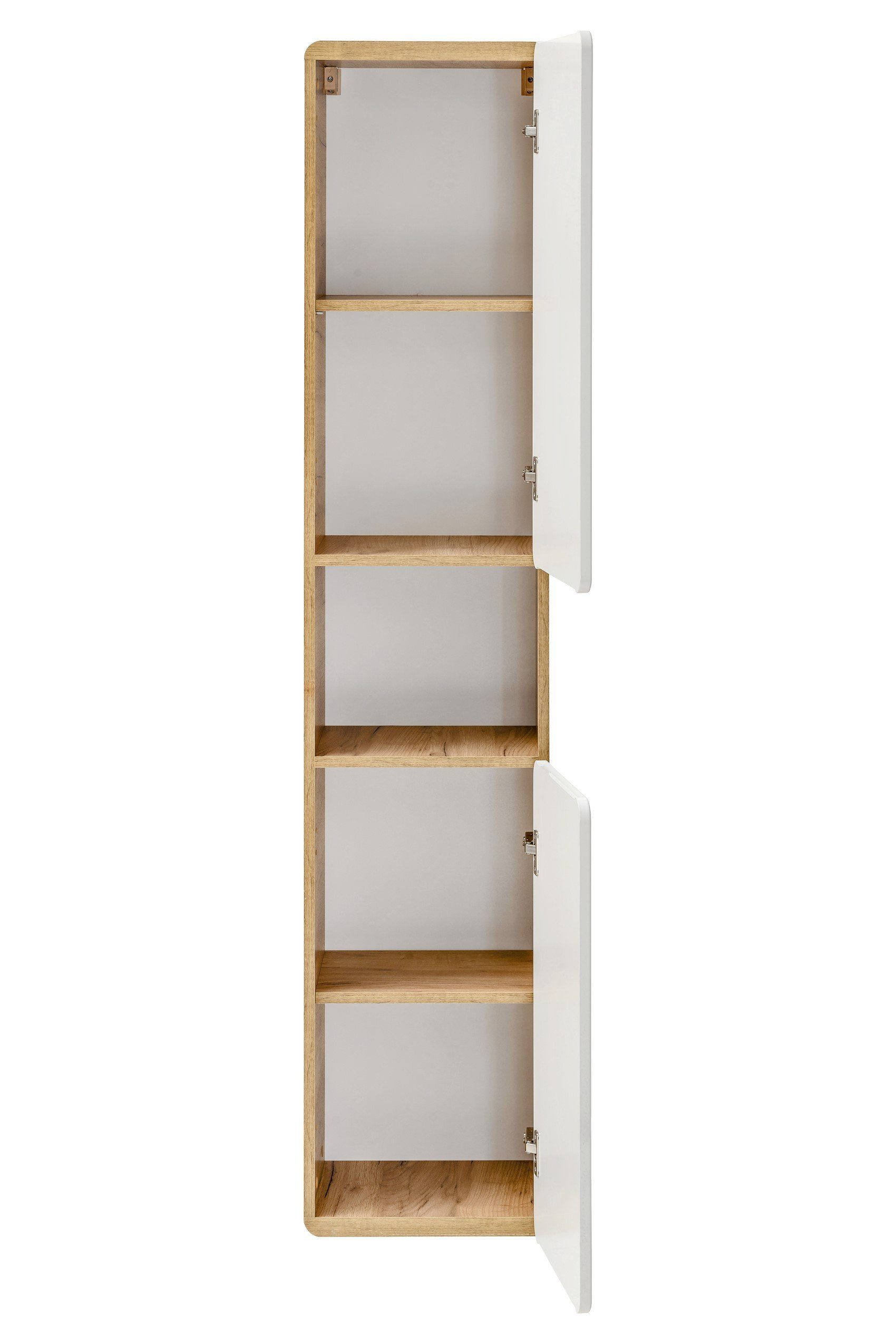 Fun Möbel Badmöbel-Set Badmöbel Set 7-tlg oder 6-tlg Badezimmerset FERMO Weiss HGL, (Set, 7-St., Waschbeckenunterschrank, Spiegel LED, 4 x Hängeschrank), Schubladen und Türen mit Soft-Close-System, Spiegel inkl. LED