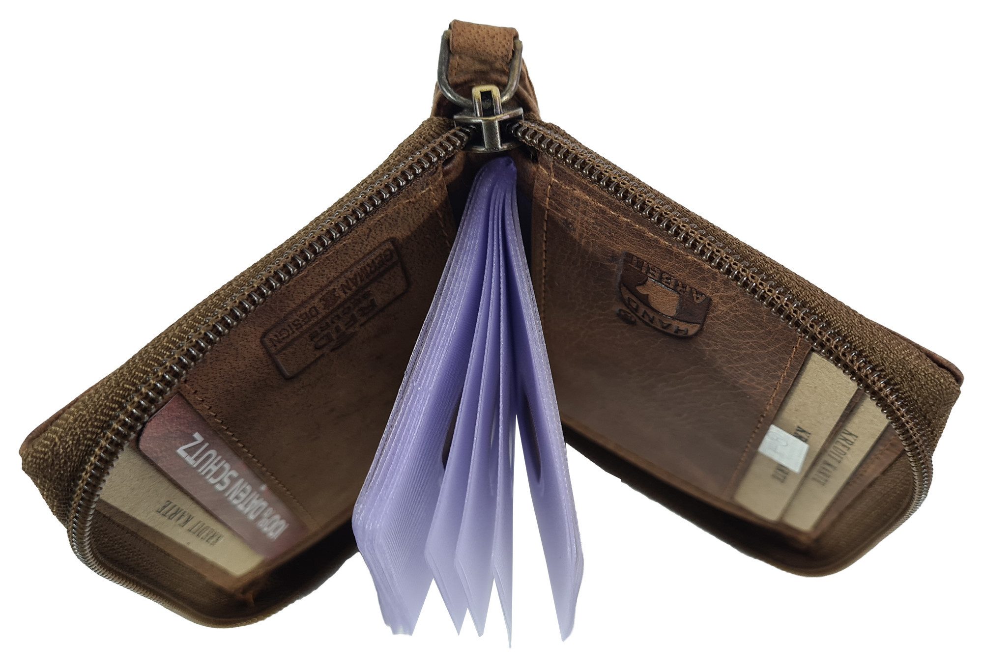 Einkaufszauber Kartenetui Echt Leder Kreditkarten Etui Braun, Echtes rustik günstig online kaufen