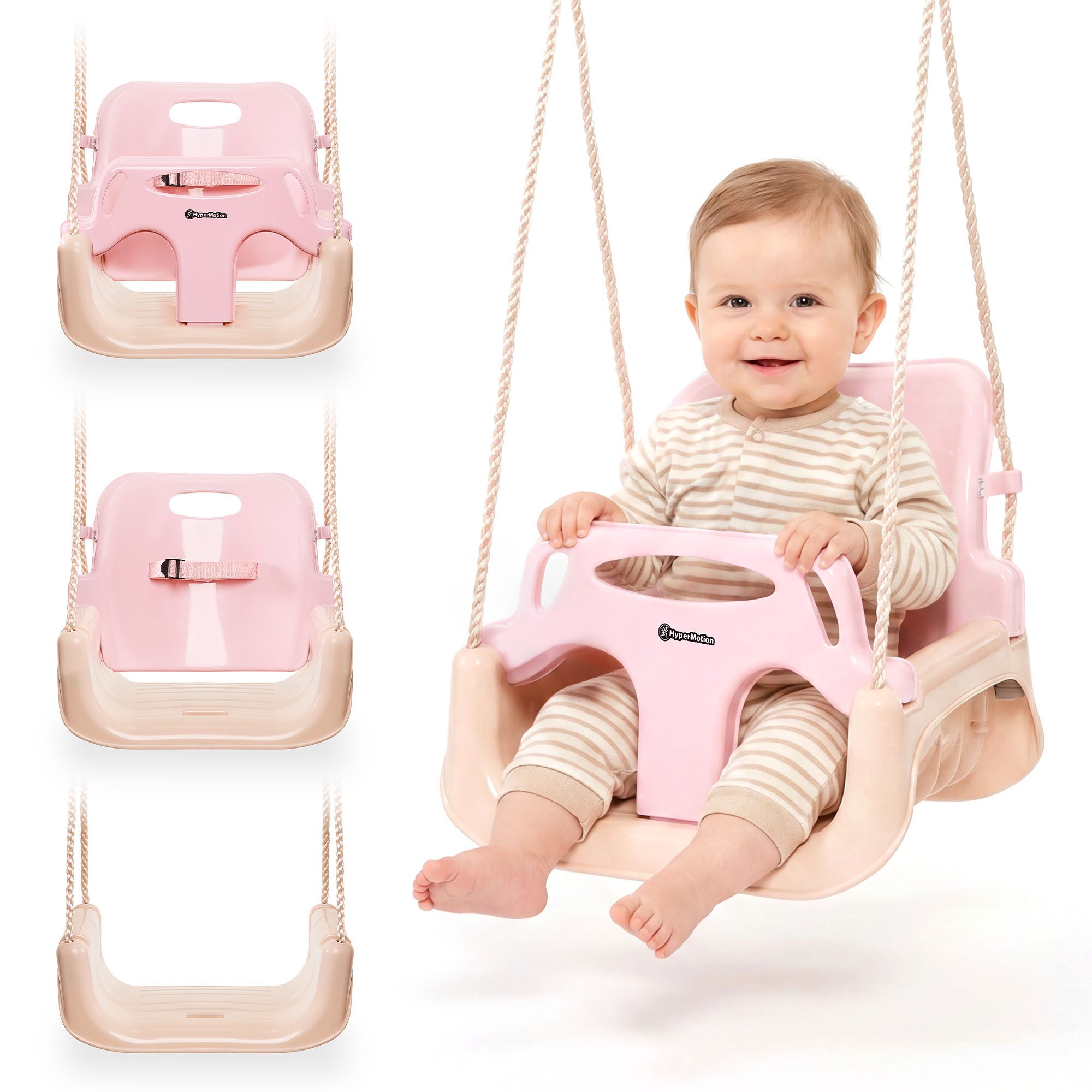 HyperMotion Babyschaukel HyperMotion 3in1 Babyschaukel Rosa für drinnen & draußen