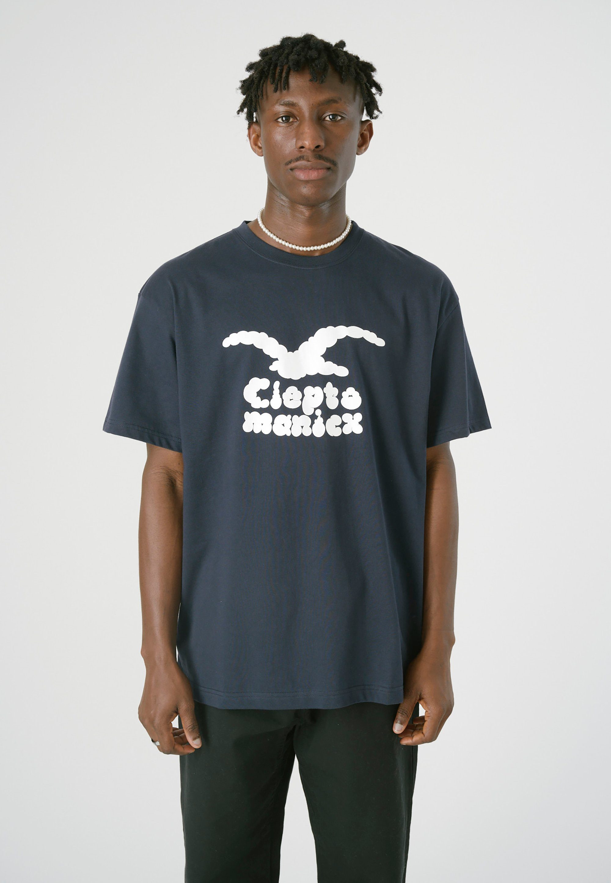 Cleptomanicx T-Shirt Clouds mit lockerem Schnitt dunkelblau