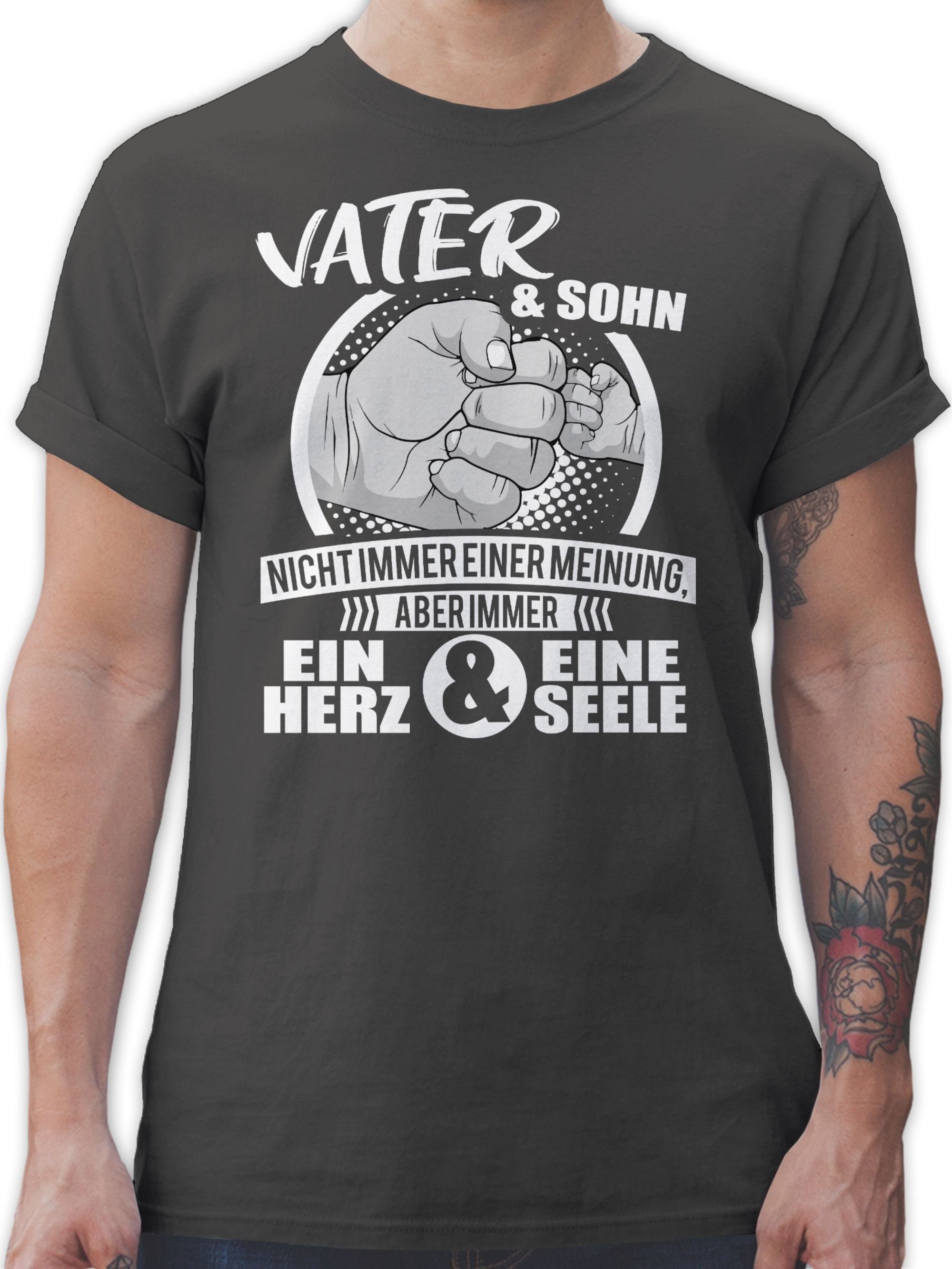 Shirtracer T-Shirt Vater & Sohn Immer ein Herz & eine Seele Partner-Look Familie Papa 02 Dunkelgrau