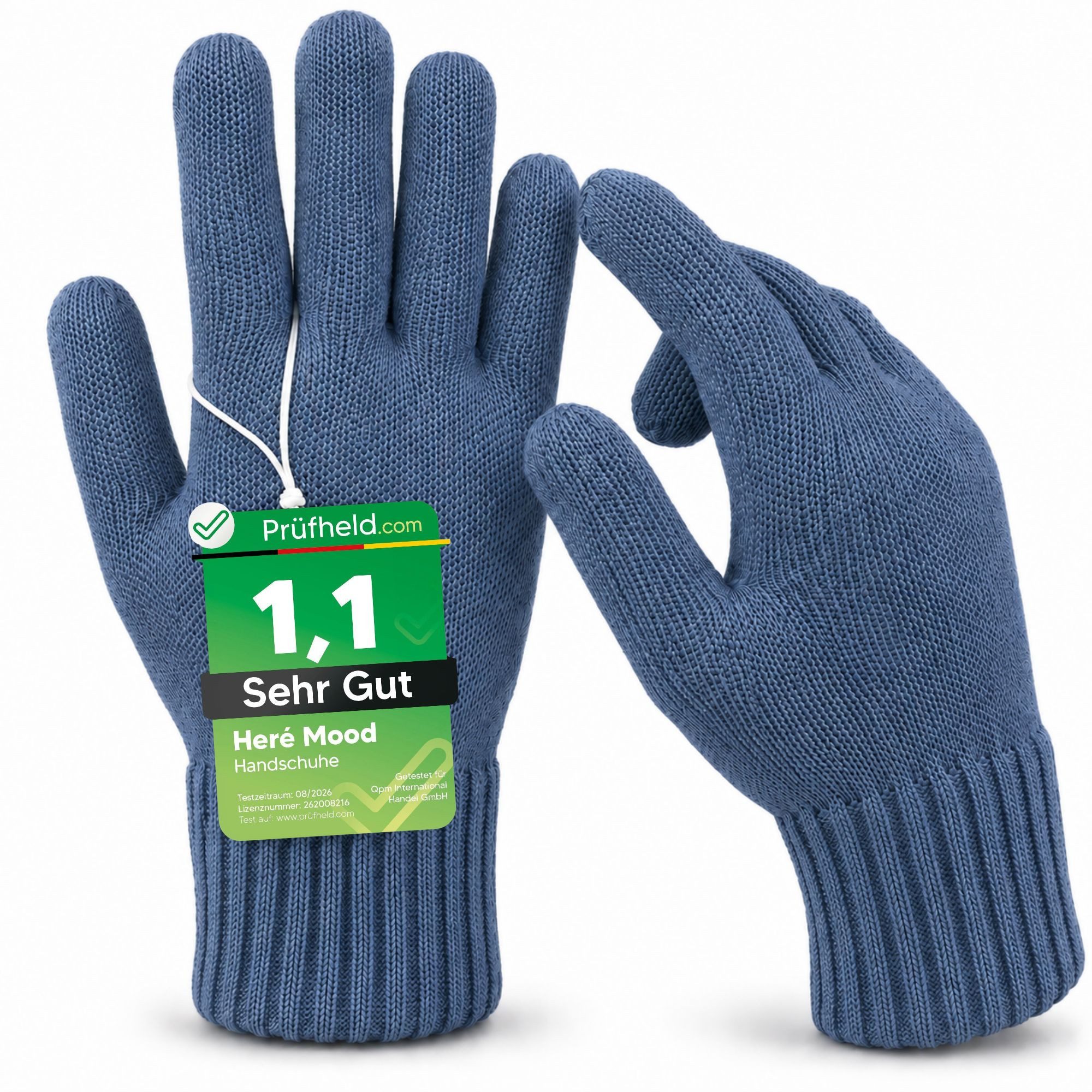 herémood Strickhandschuhe Fahrradhandschuhe Winter Herren Damen, Radhandschuhe Autofahren Strickhandschuhe Blau, elastische Thermohandschuhe Unisex, Note 1,1