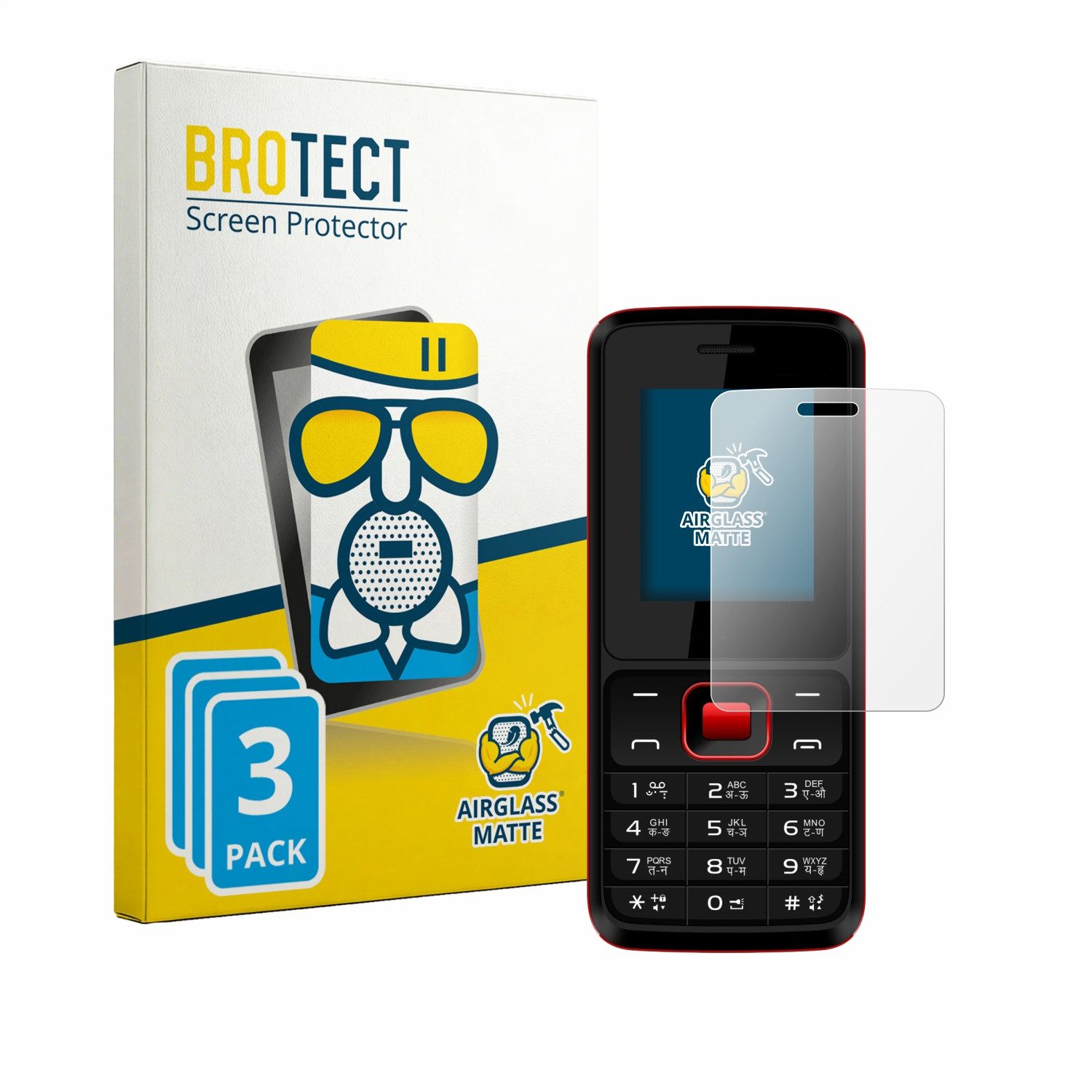 BROTECT Displayschutzglas Folie für Karbonn K19 Rock, 3 Stück, Schutzfolie Glas Panzer Display Schutz matt