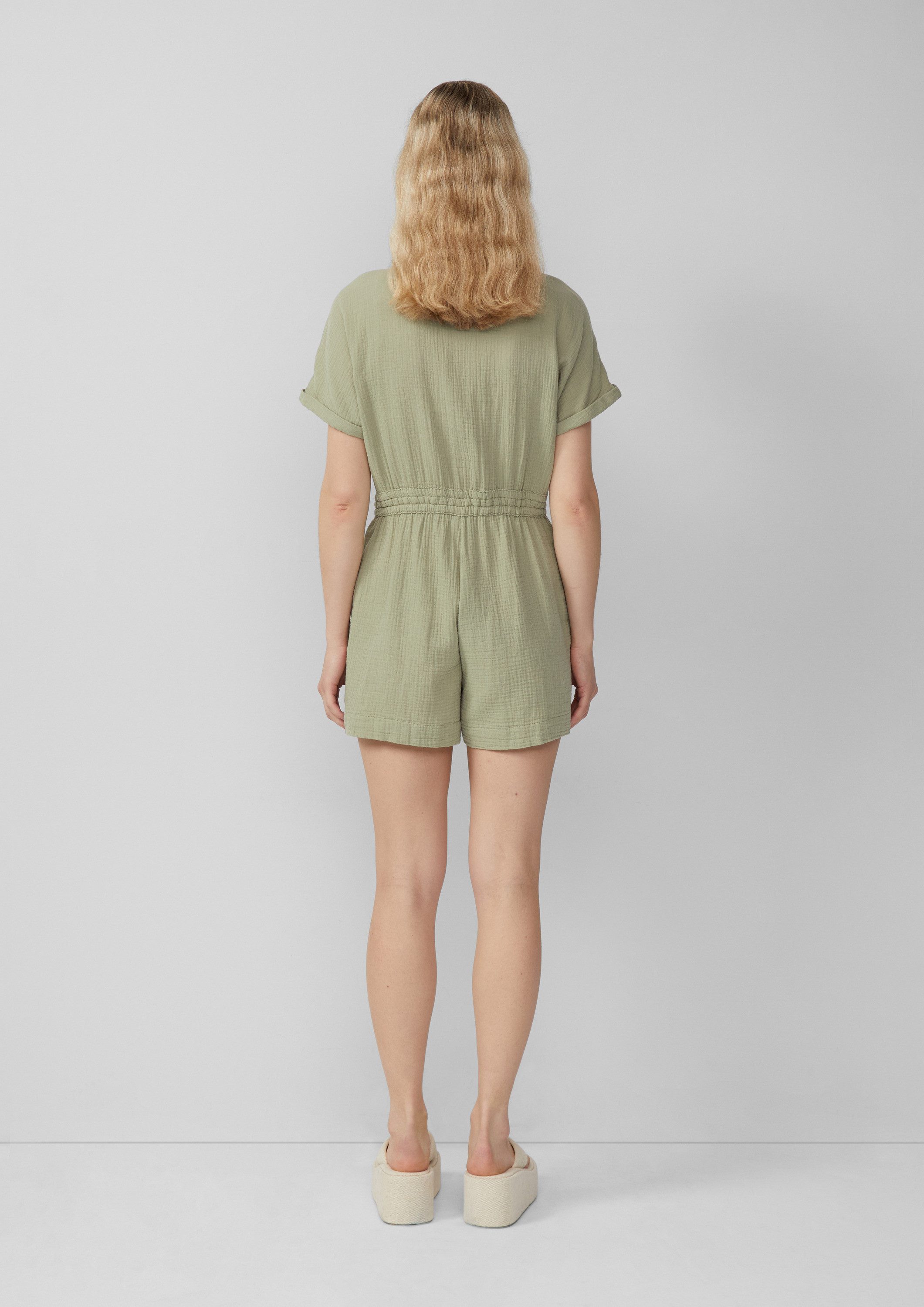 QS Jumpsuit Overall Musselin-Overall mit Elastikbund in der Taille