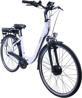 HAWK Bikes E-Bike HAWK eCity Wave, 7 Gang Shimano Nexus 7-Gang Schaltwerk, Nabenschaltung, Frontmotor, 468 Wh Akku, Pedelec, Elektrofahrrad für Damen u. Herren, Cityrad