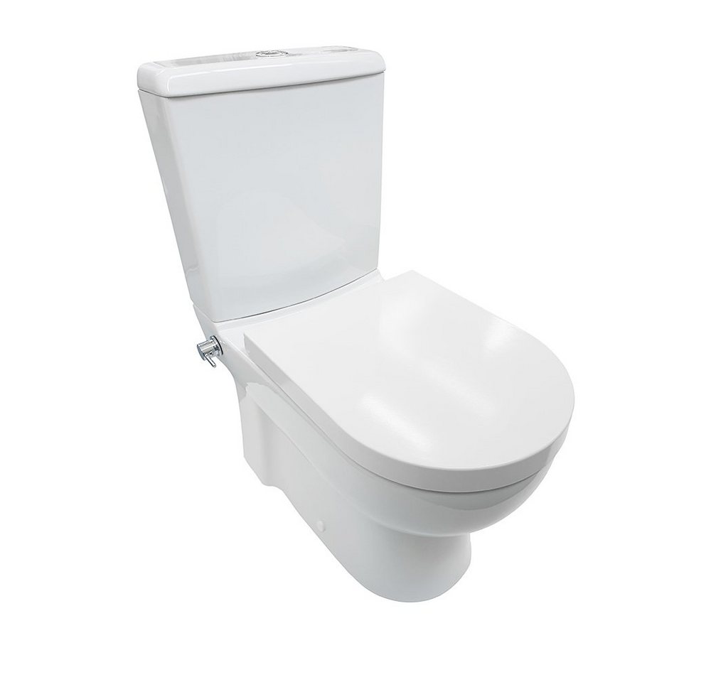 Thumbnail - Belvit Tiefspül-WC BV-SW2001 KomplettSet, Stand-WC Taharet Kombination inkl. Armatur heiß/kalt + Spülkasten