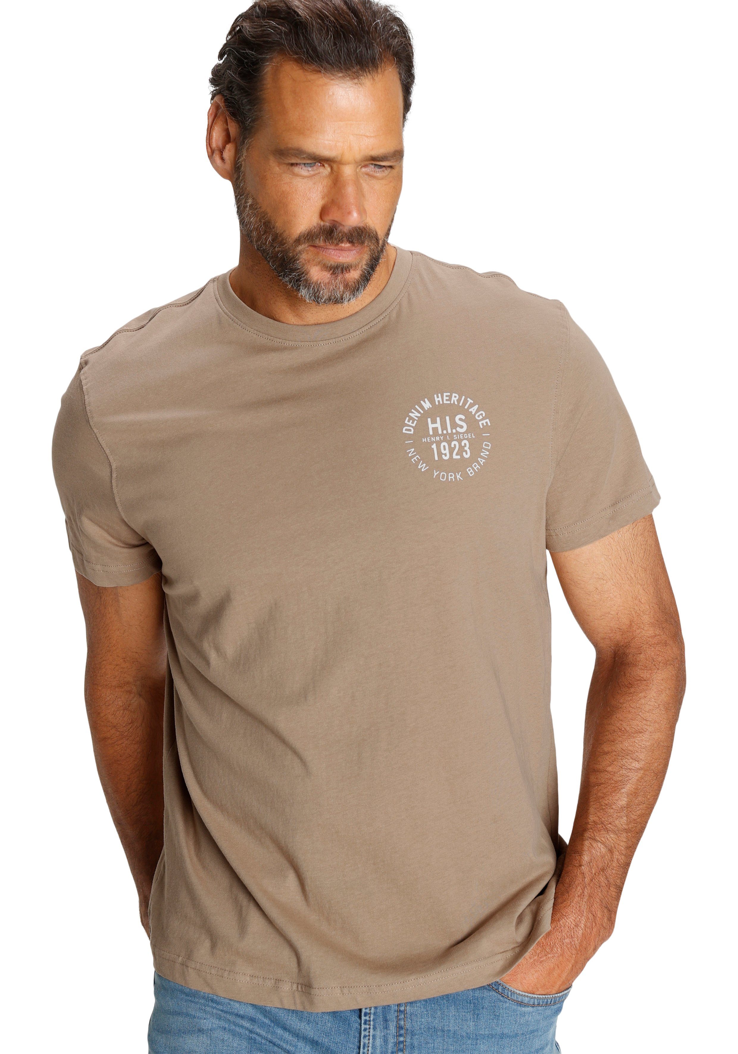 H.I.S T-Shirt (Packung, 3-tlg., 3er-Pack) schmal geschnitten, bedrucktes Design, aus 100% Baumwolle