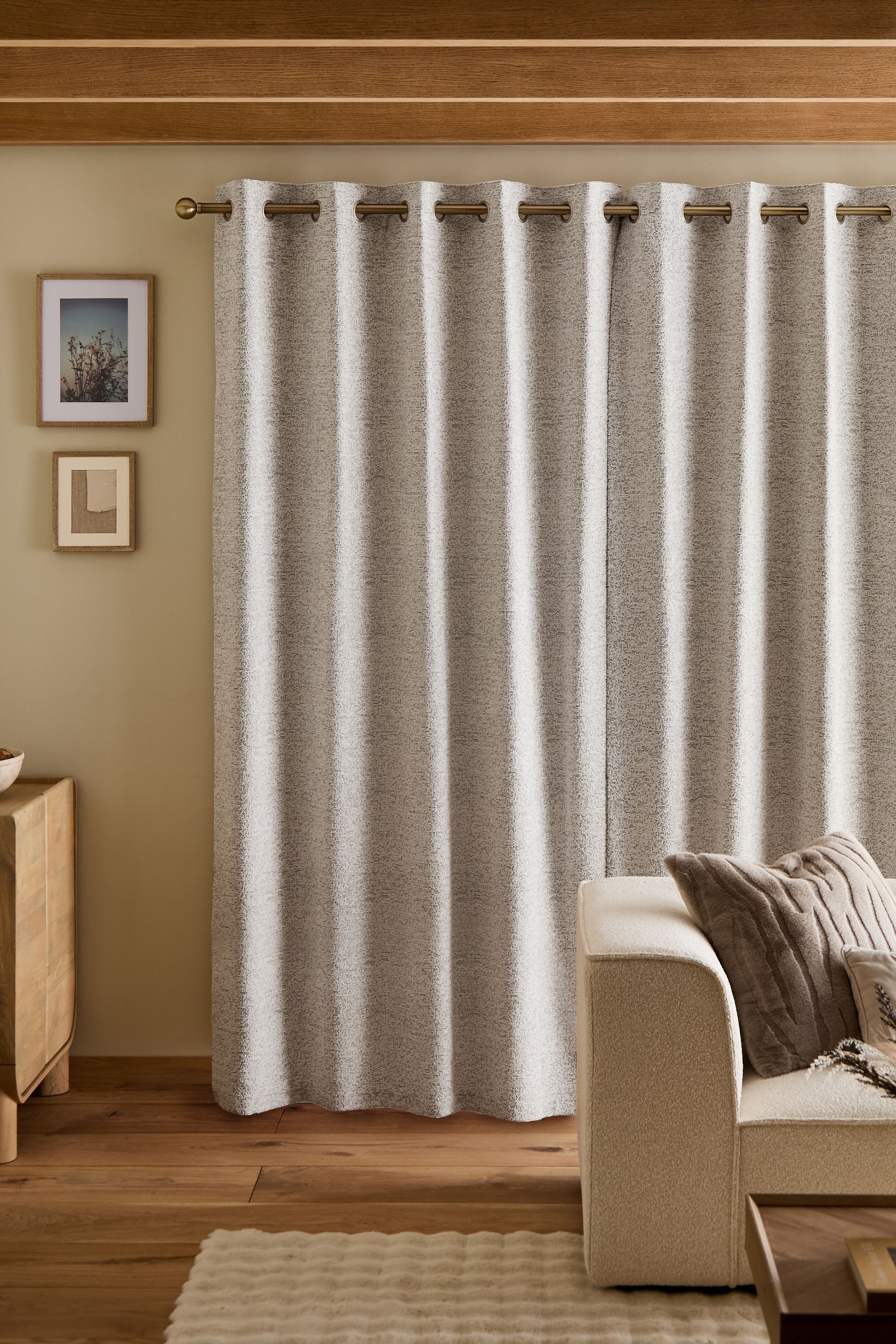 Next Vorhang Gefütterte Bouclé-Ösenvorhänge (2 St)