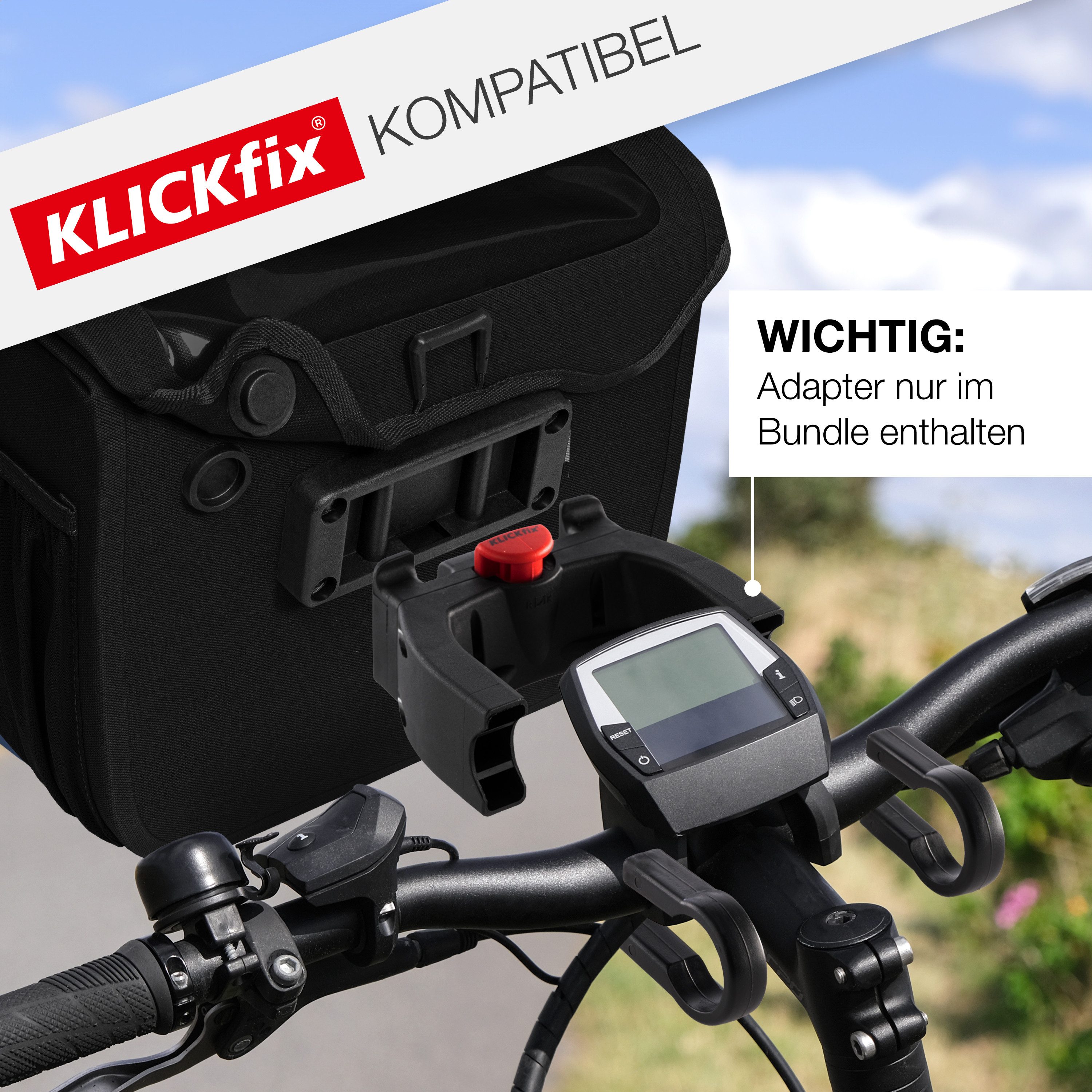 Valkental Lenkertasche Fahrradtasche vorne mit Handyfach, Klickfix-kompatibel, wasserdicht & reflektierend