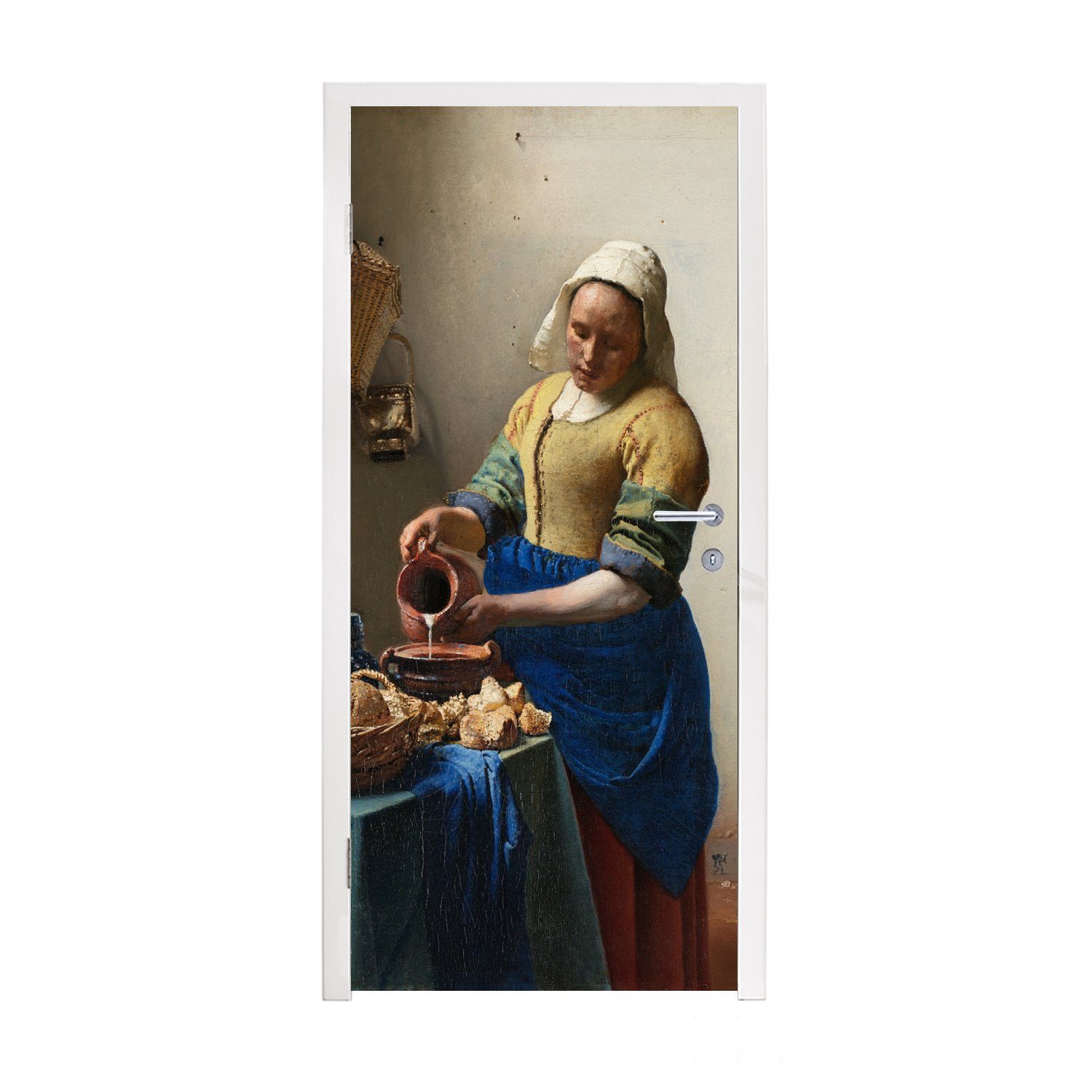 MuchoWow Türtapete Das Milchmädchen Matt, cm Vermeer, 75x205 (1 Tür, Türaufkleber, St), bedruckt, Johannes für Fototapete 